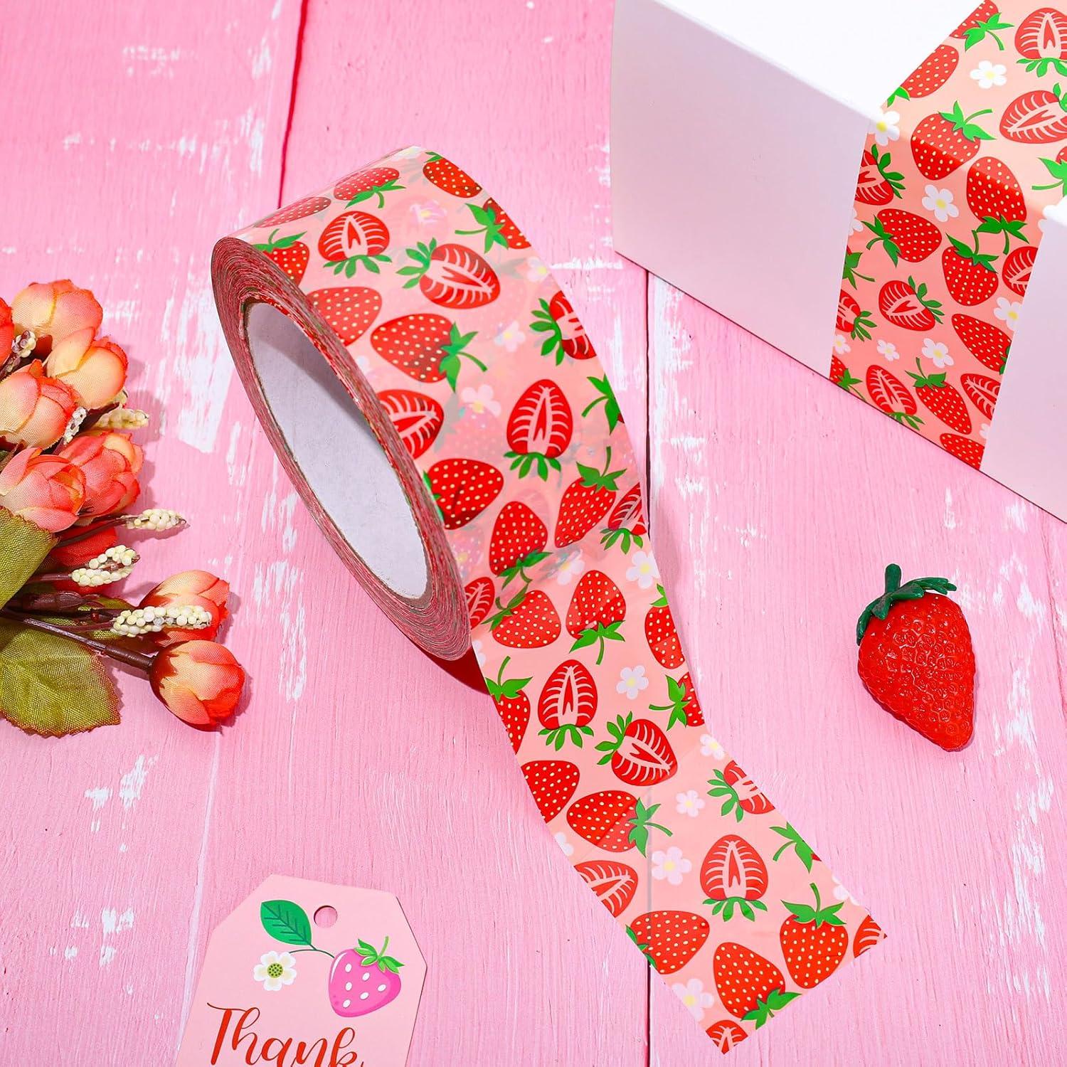 imageWhaline 109 Yard Halloween Packaging Tape Black Spider Web Bat Spider Pattern Tape Waterproof Shipping Tape for Small Business DIY Crafts Box Carton DecorStrawberry