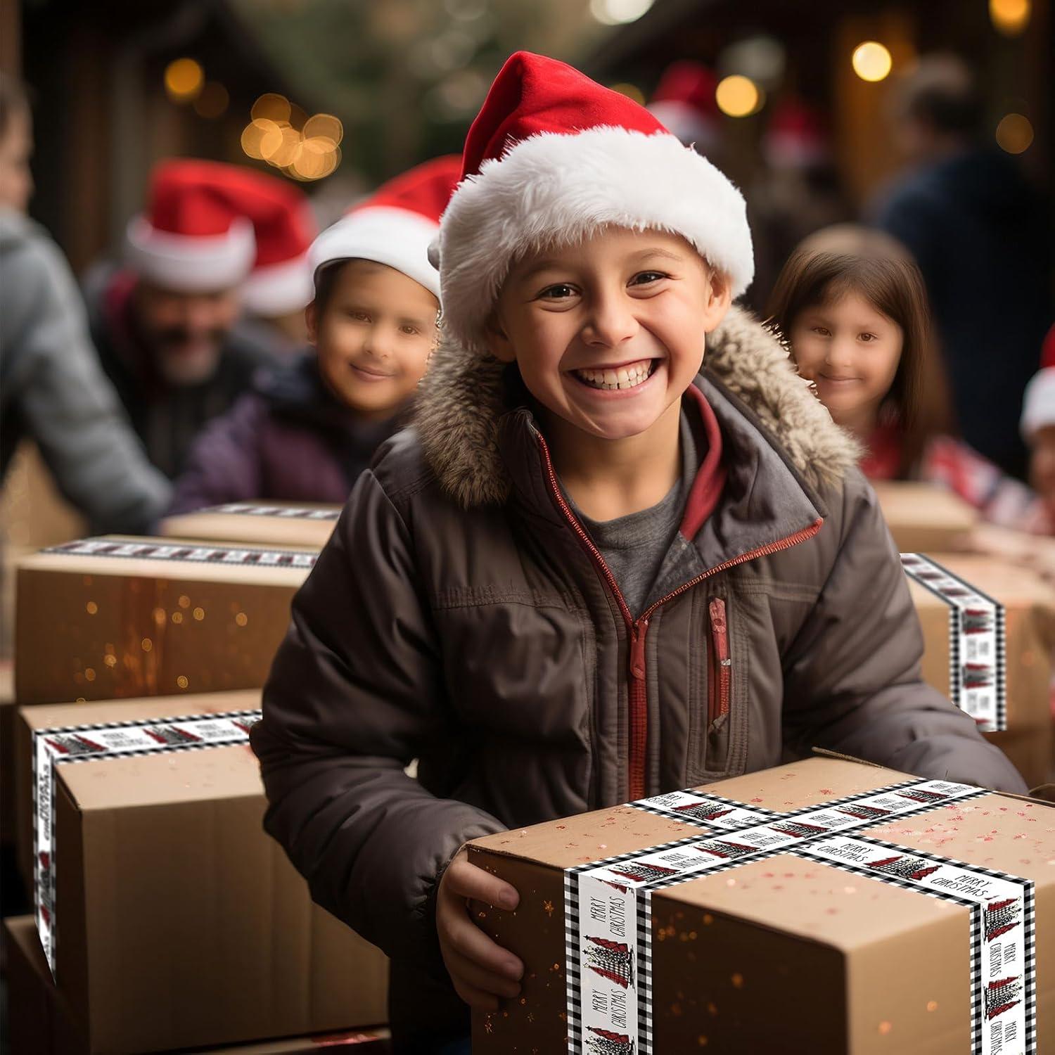 imageWhaline 109 Yard Halloween Packaging Tape Black Spider Web Bat Spider Pattern Tape Waterproof Shipping Tape for Small Business DIY Crafts Box Carton DecorPlaid Xmas Tree