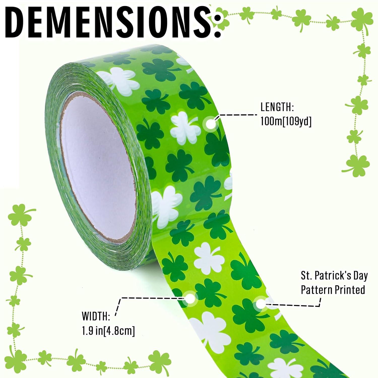 imageWhaline 109 Yard Halloween Packaging Tape Black Spider Web Bat Spider Pattern Tape Waterproof Shipping Tape for Small Business DIY Crafts Box Carton DecorShamrock