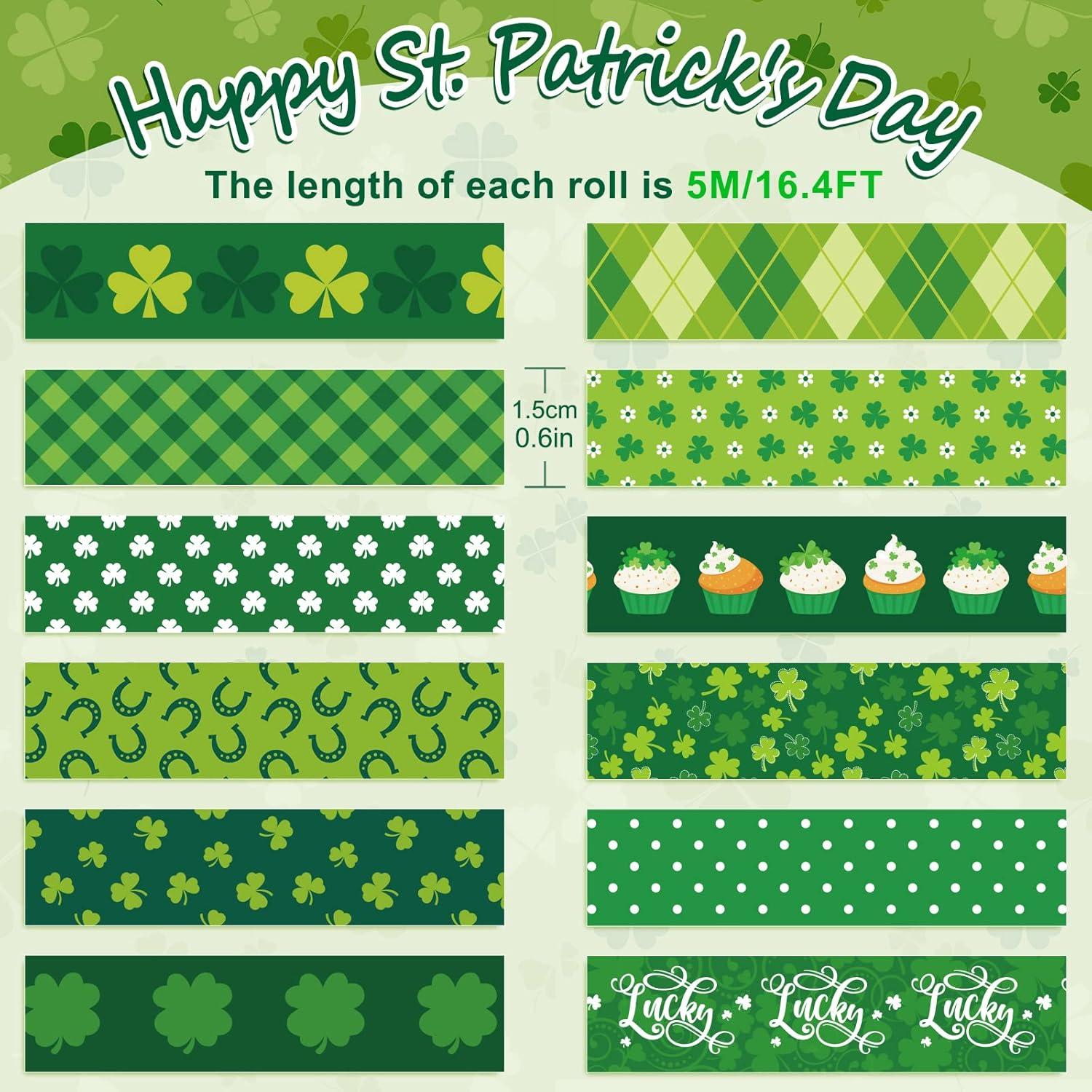 imageWhaline 12 Rolls Halloween Bloody Washi Tapes Blood Spatter Spooky Bloodstain Skull Ghost Masking Tapes 15mm Scary Bloody Washi Tape Set for Scrapbook Journal DIY Craft Gift Wrapping 164FtSt Patricks Day