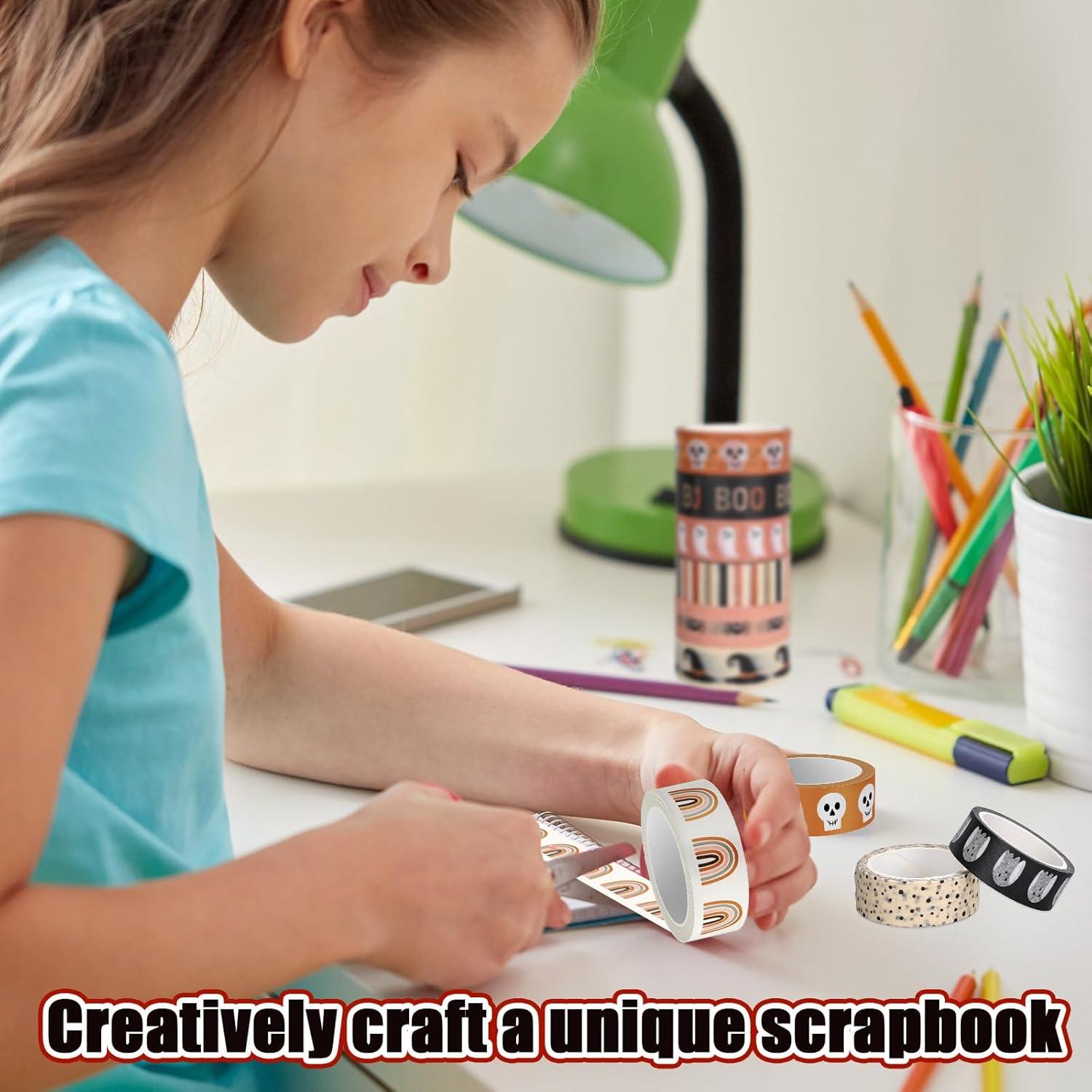 imageWhaline 12 Rolls Halloween Washi Tapes Black White Ghost Bat Spider Web Pumpkin Washi Masking Tape 15mm Wide Decorative Halloween Tape Stickers for Scrapbook Gift Wrapping DIY Art Crafts 164FtBoho