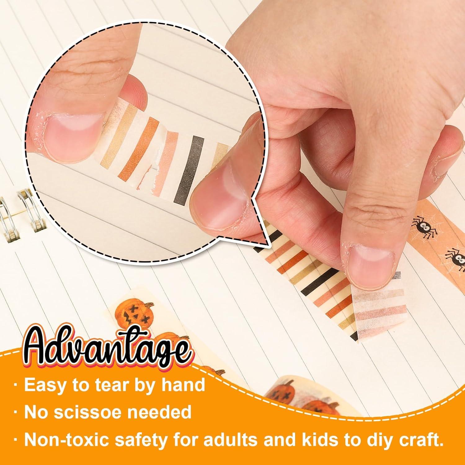 imageWhaline 12 Rolls Halloween Washi Tapes Black White Ghost Bat Spider Web Pumpkin Washi Masking Tape 15mm Wide Decorative Halloween Tape Stickers for Scrapbook Gift Wrapping DIY Art Crafts 164FtBoho