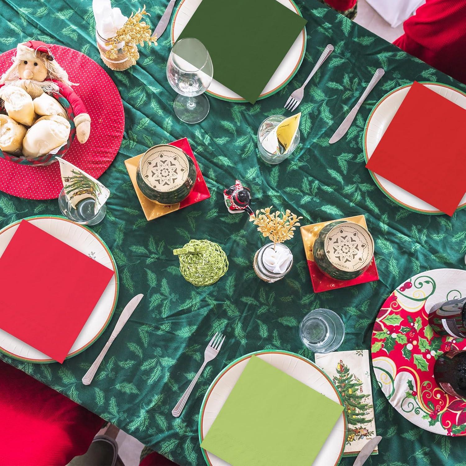 imageWhaline 120Pcs Fall Cocktail Napkins 6 Autumn Color Disposable Napkins Multicolor Paper Beverage Napkins for Fall Harvest Thanksgiving Party SuppliesChristmas Color