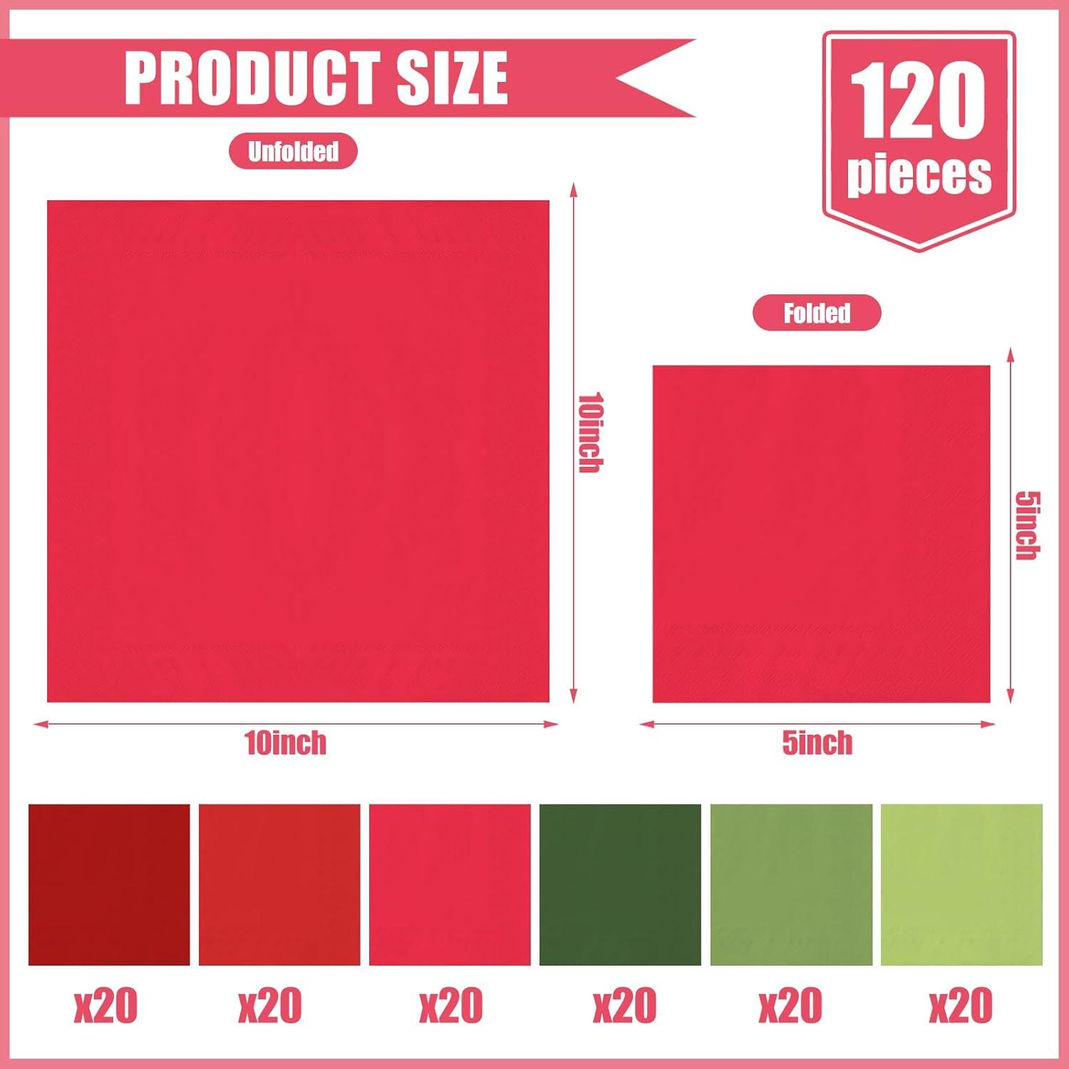 imageWhaline 120Pcs Fall Cocktail Napkins 6 Autumn Color Disposable Napkins Multicolor Paper Beverage Napkins for Fall Harvest Thanksgiving Party SuppliesChristmas Color