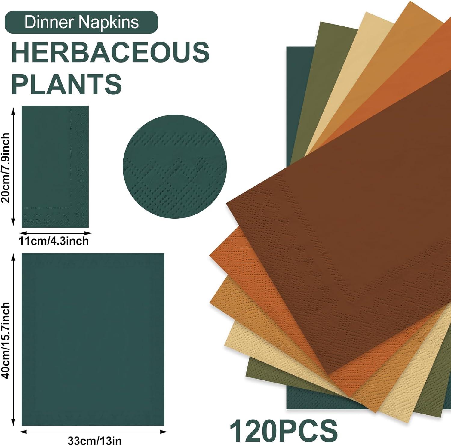 imageWhaline 120Pcs Fall Cocktail Napkins 6 Autumn Color Disposable Napkins Multicolor Paper Beverage Napkins for Fall Harvest Thanksgiving Party SuppliesFall Color