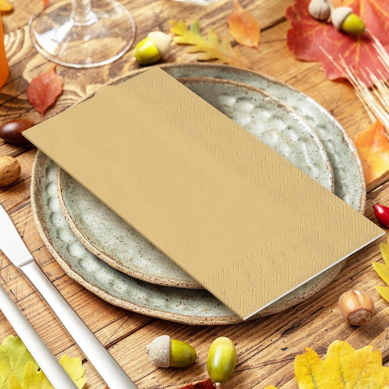 imageWhaline 120Pcs Fall Cocktail Napkins 6 Autumn Color Disposable Napkins Multicolor Paper Beverage Napkins for Fall Harvest Thanksgiving Party SuppliesFall Color
