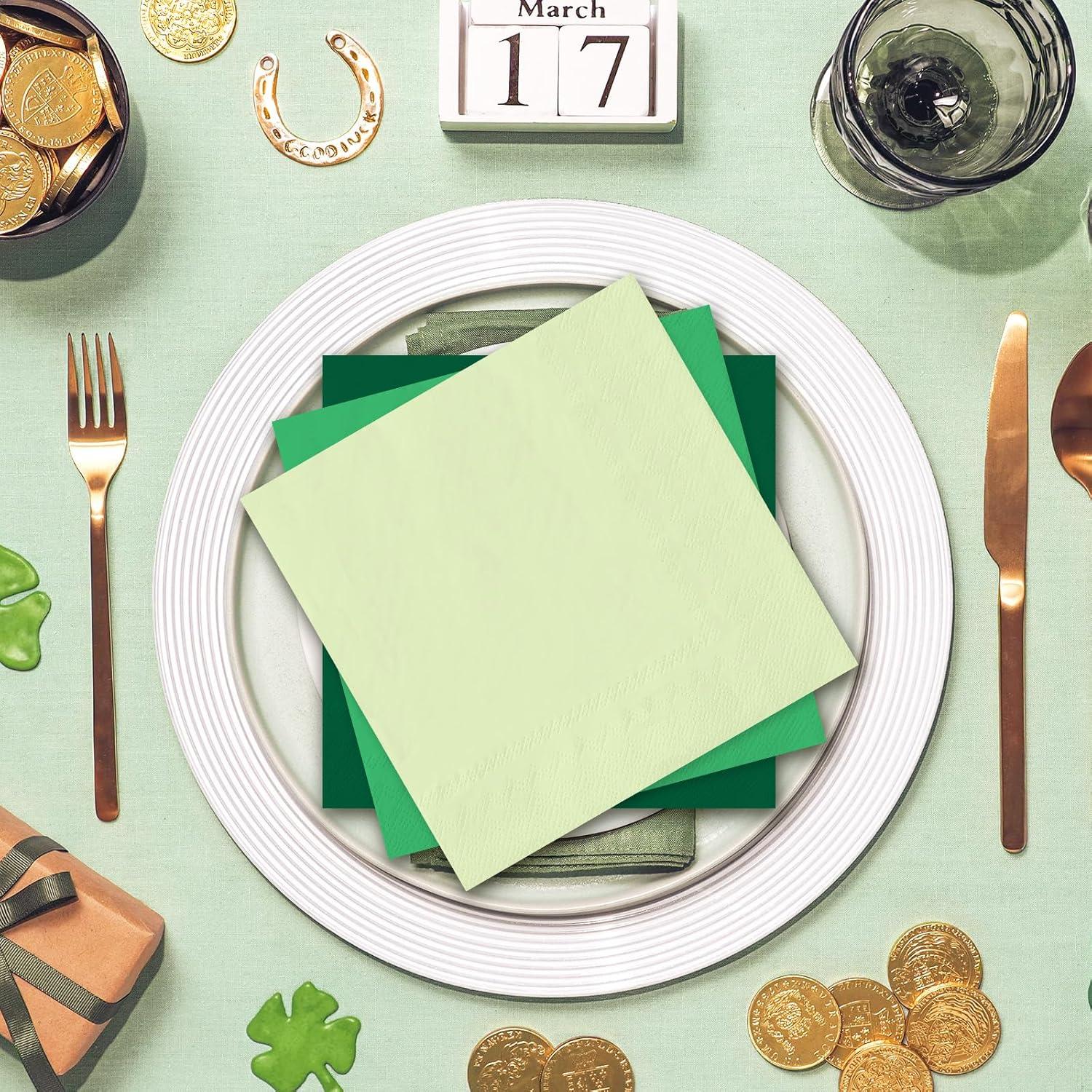 imageWhaline 120Pcs Fall Cocktail Napkins 6 Autumn Color Disposable Napkins Multicolor Paper Beverage Napkins for Fall Harvest Thanksgiving Party SuppliesGreen