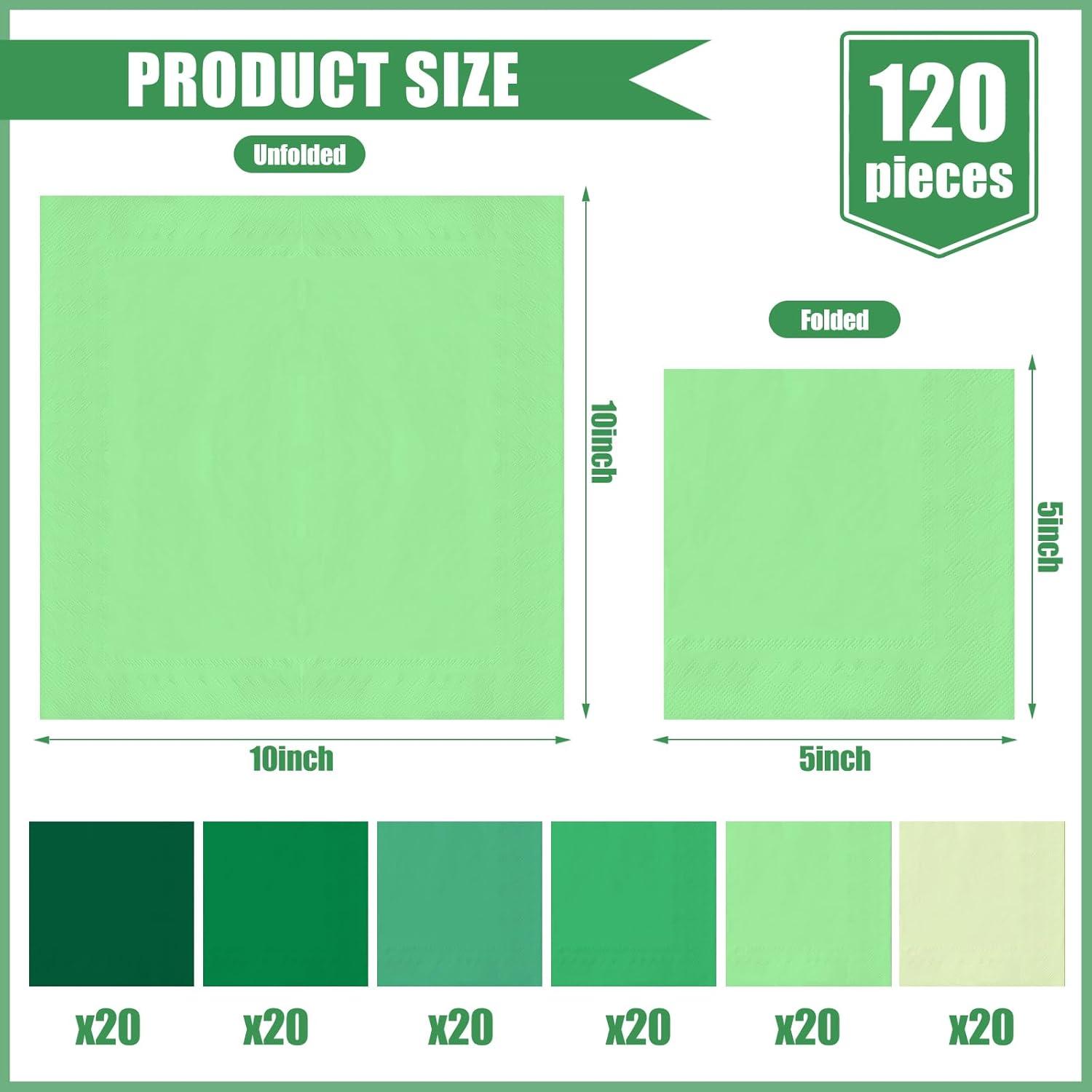 imageWhaline 120Pcs Fall Cocktail Napkins 6 Autumn Color Disposable Napkins Multicolor Paper Beverage Napkins for Fall Harvest Thanksgiving Party SuppliesGreen