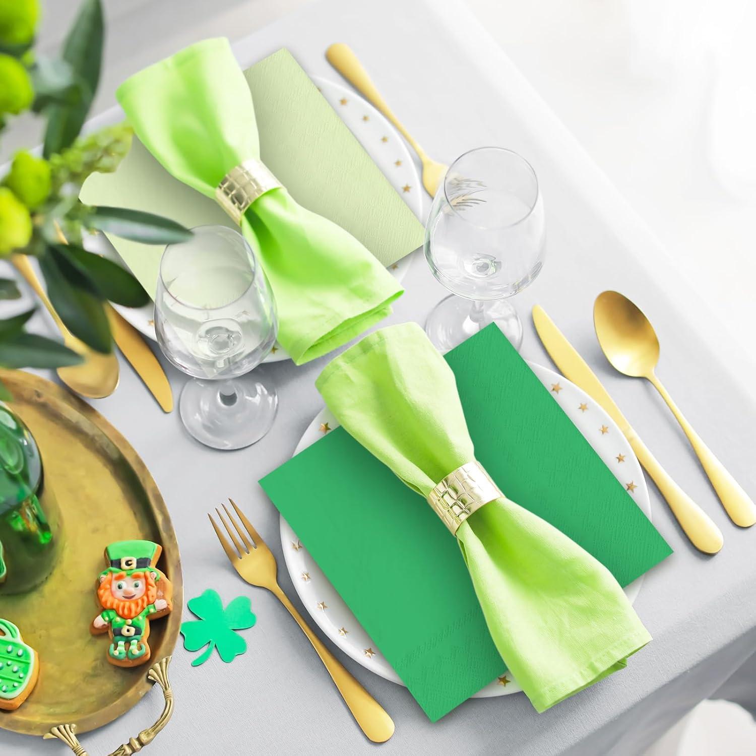 imageWhaline 120Pcs Fall Cocktail Napkins 6 Autumn Color Disposable Napkins Multicolor Paper Beverage Napkins for Fall Harvest Thanksgiving Party SuppliesGreen