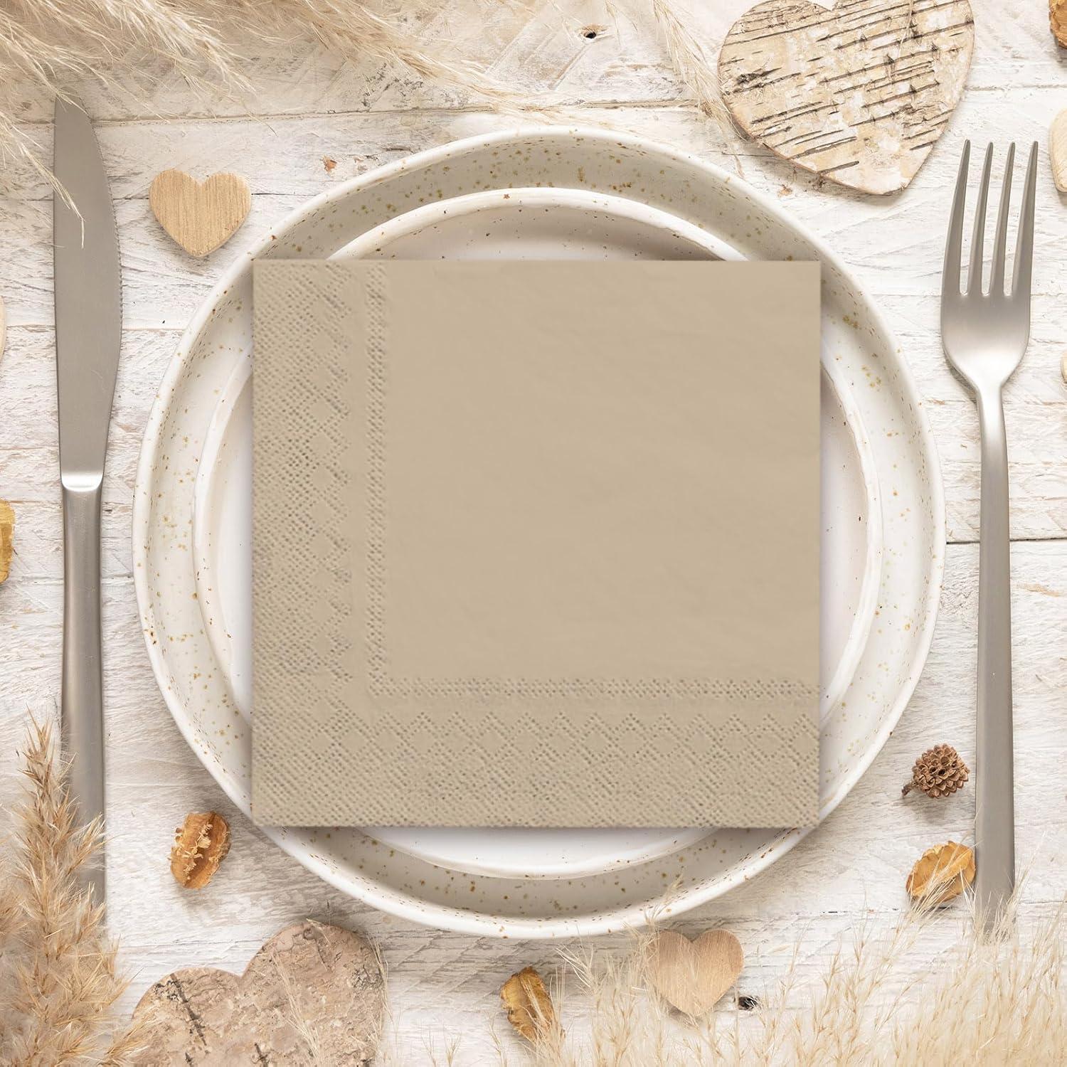 imageWhaline 120Pcs Fall Cocktail Napkins 6 Autumn Color Disposable Napkins Multicolor Paper Beverage Napkins for Fall Harvest Thanksgiving Party SuppliesGradient Brown