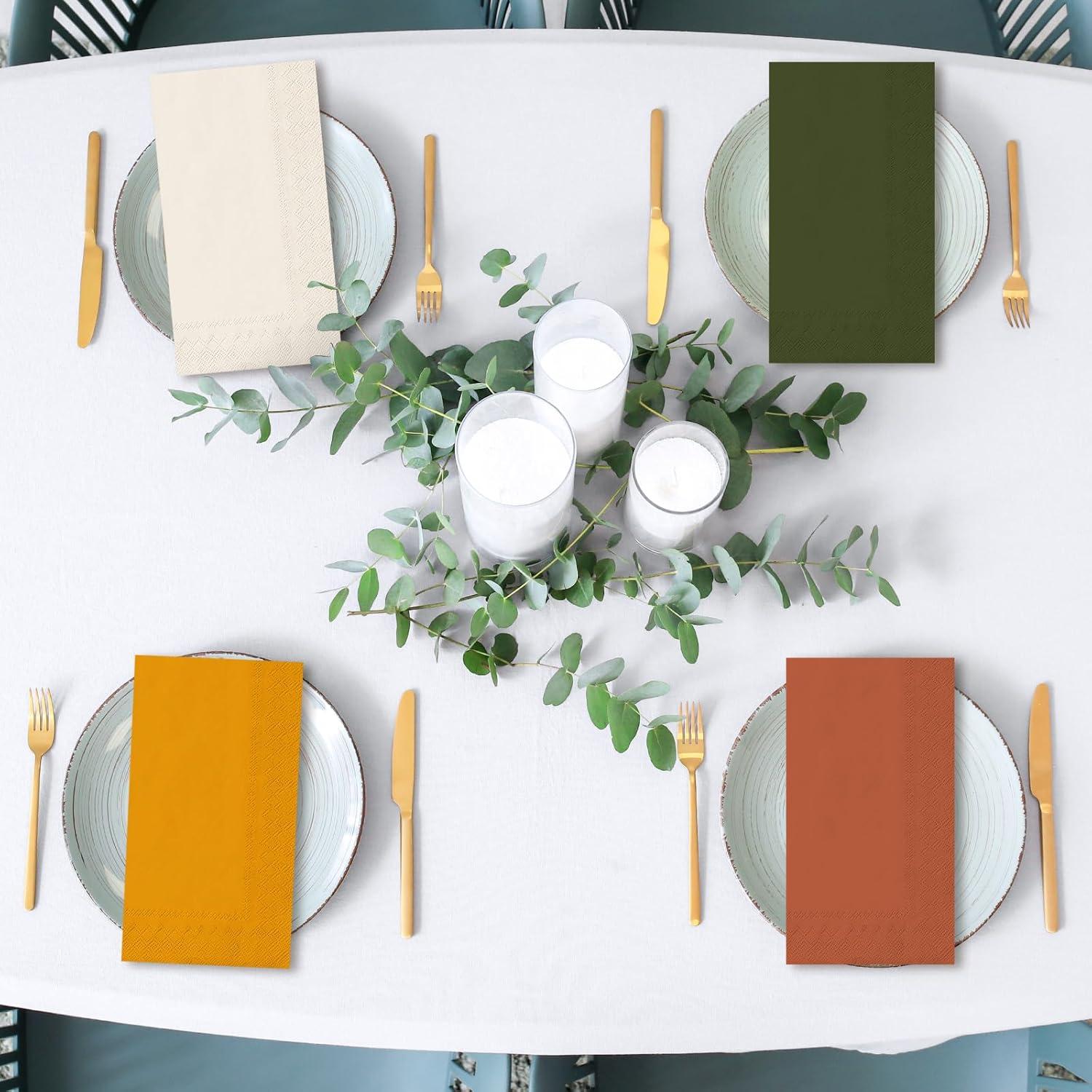 imageWhaline 120Pcs Fall Cocktail Napkins 6 Autumn Color Disposable Napkins Multicolor Paper Beverage Napkins for Fall Harvest Thanksgiving Party SuppliesModern Boho