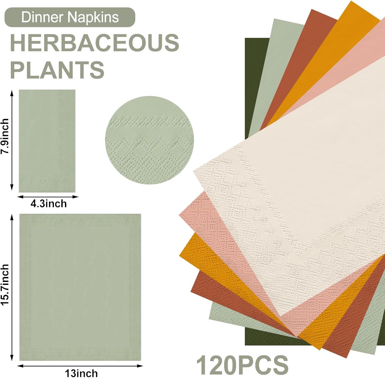 imageWhaline 120Pcs Fall Cocktail Napkins 6 Autumn Color Disposable Napkins Multicolor Paper Beverage Napkins for Fall Harvest Thanksgiving Party SuppliesModern Boho