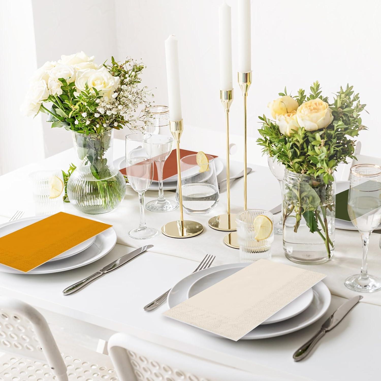 imageWhaline 120Pcs Fall Cocktail Napkins 6 Autumn Color Disposable Napkins Multicolor Paper Beverage Napkins for Fall Harvest Thanksgiving Party SuppliesModern Boho