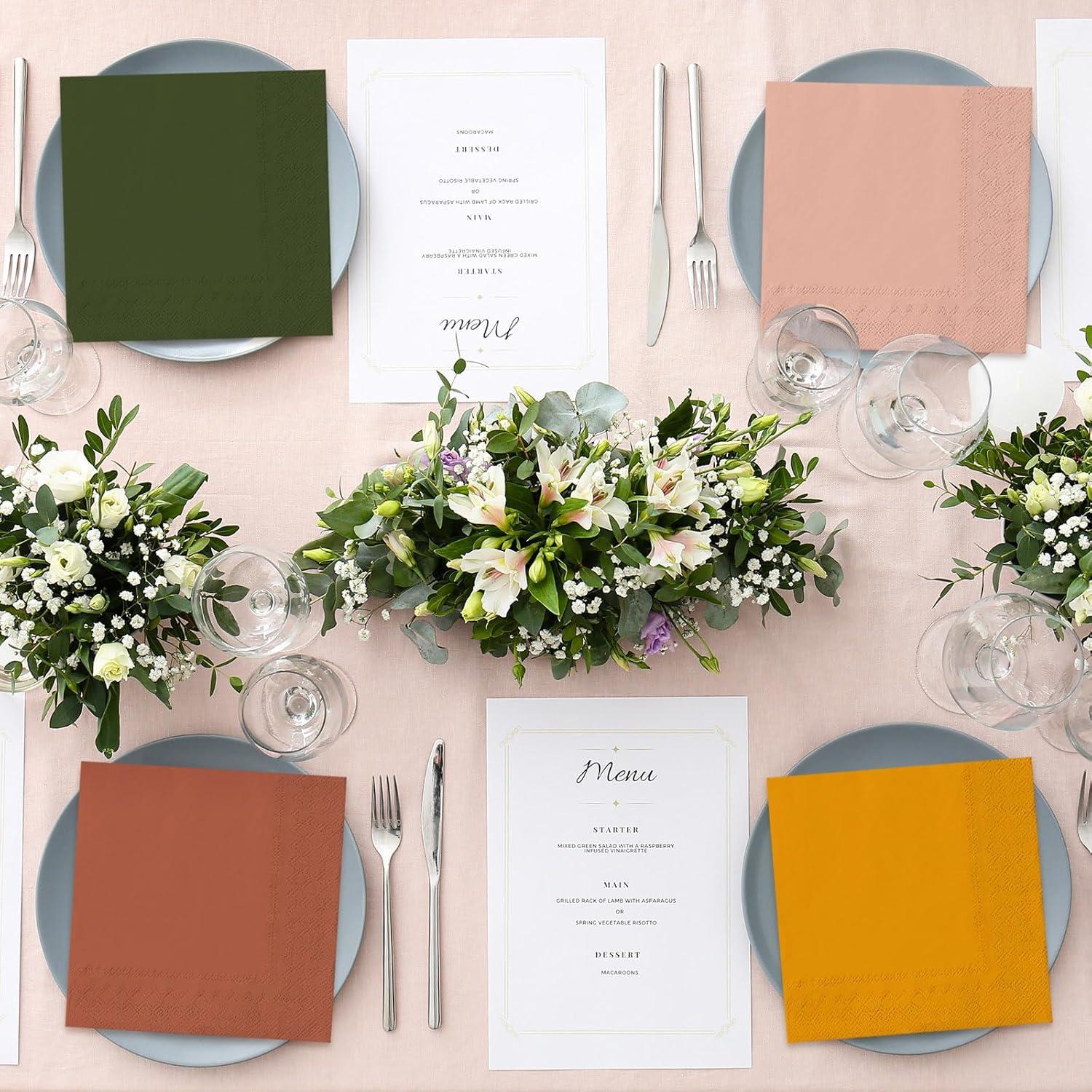 imageWhaline 120Pcs Fall Cocktail Napkins 6 Autumn Color Disposable Napkins Multicolor Paper Beverage Napkins for Fall Harvest Thanksgiving Party SuppliesModern Boho