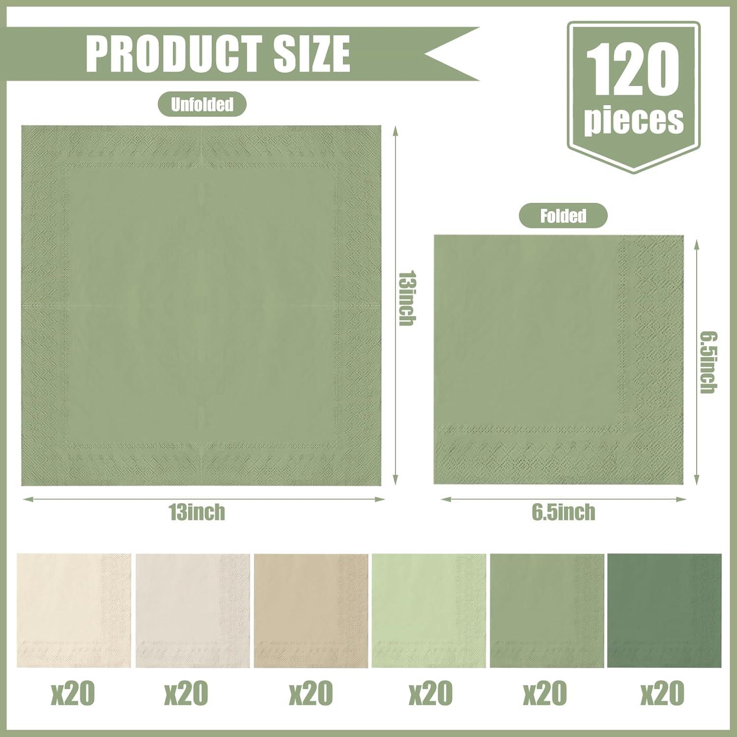 imageWhaline 120Pcs Fall Cocktail Napkins 6 Autumn Color Disposable Napkins Multicolor Paper Beverage Napkins for Fall Harvest Thanksgiving Party SuppliesNude Sage Green