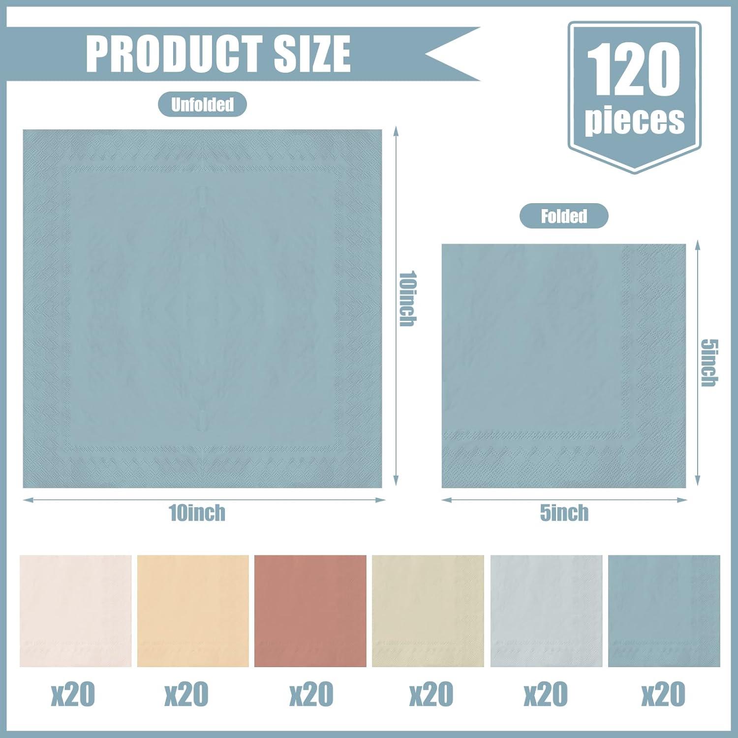 imageWhaline 120Pcs Fall Cocktail Napkins 6 Autumn Color Disposable Napkins Multicolor Paper Beverage Napkins for Fall Harvest Thanksgiving Party SuppliesNeutral Color