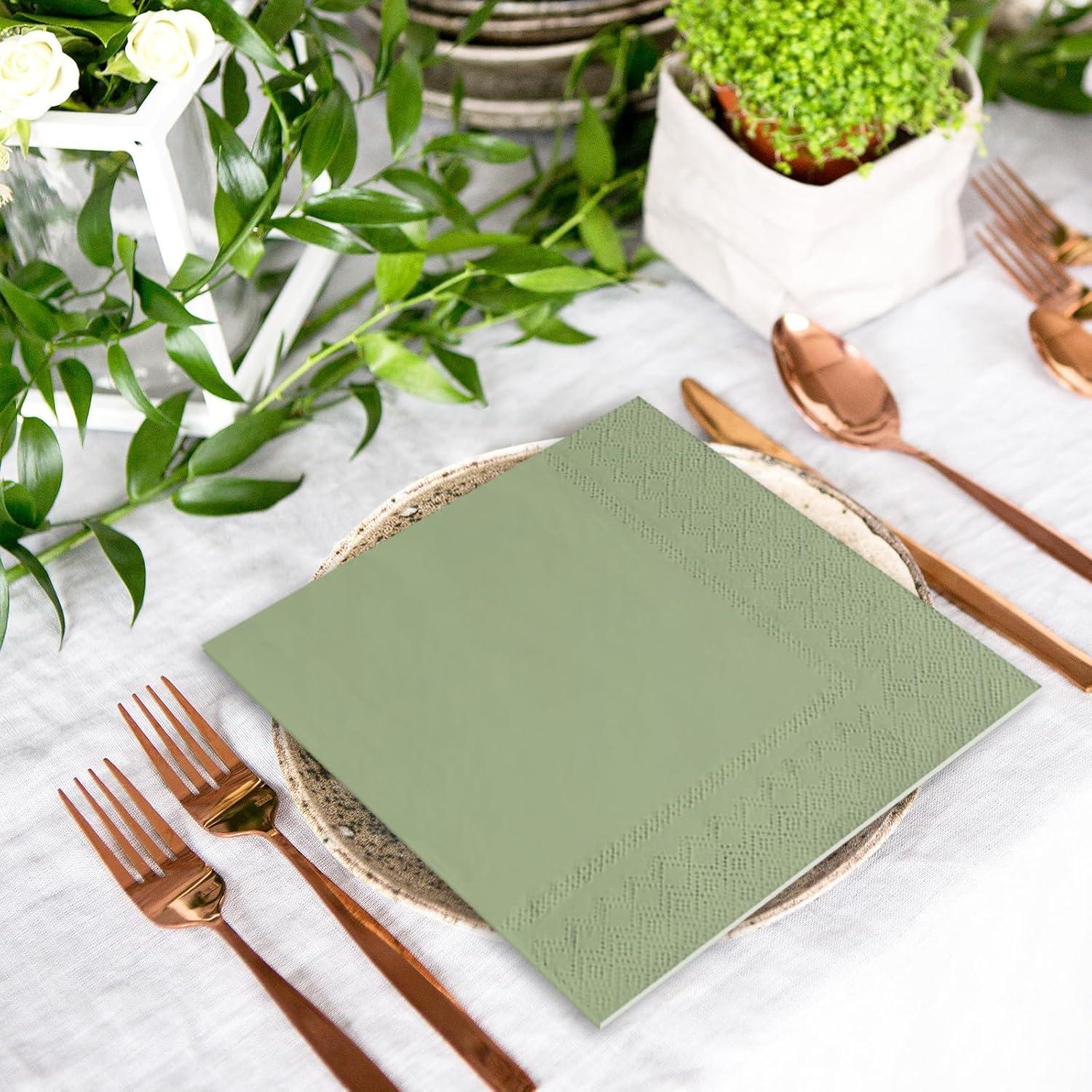imageWhaline 120Pcs Fall Cocktail Napkins 6 Autumn Color Disposable Napkins Multicolor Paper Beverage Napkins for Fall Harvest Thanksgiving Party SuppliesNude Sage Green