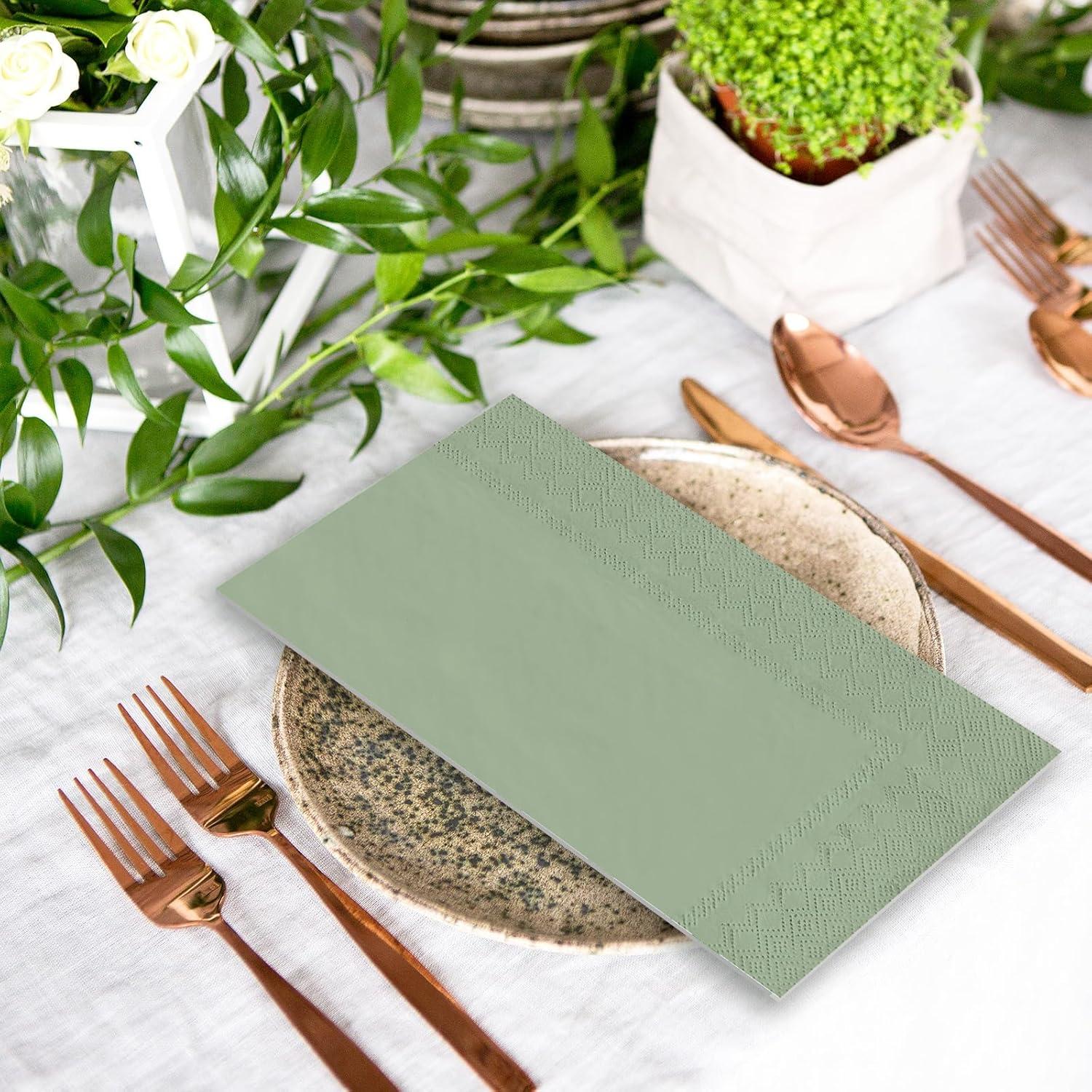 imageWhaline 120Pcs Fall Cocktail Napkins 6 Autumn Color Disposable Napkins Multicolor Paper Beverage Napkins for Fall Harvest Thanksgiving Party SuppliesNude Sage Green