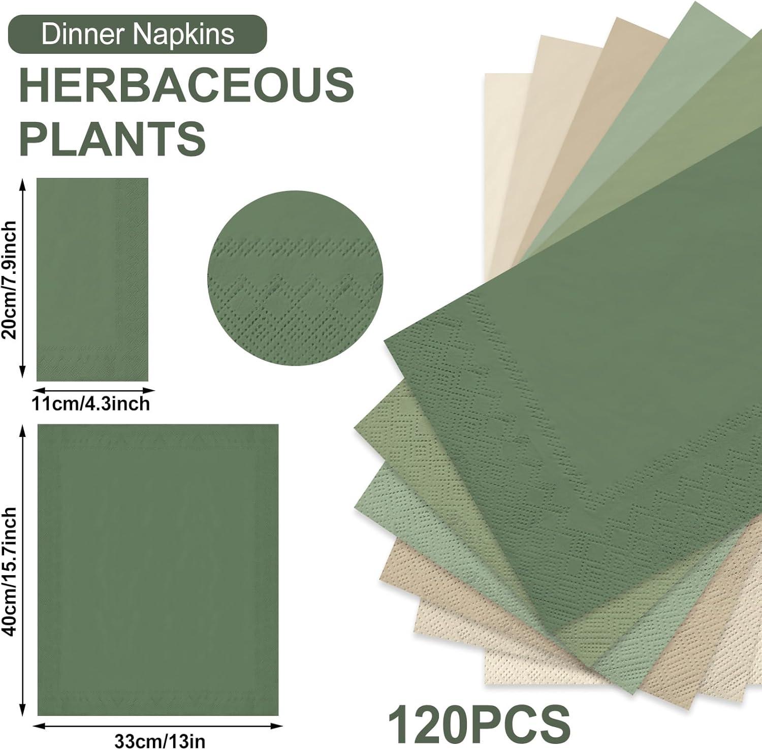 imageWhaline 120Pcs Fall Cocktail Napkins 6 Autumn Color Disposable Napkins Multicolor Paper Beverage Napkins for Fall Harvest Thanksgiving Party SuppliesNude Sage Green