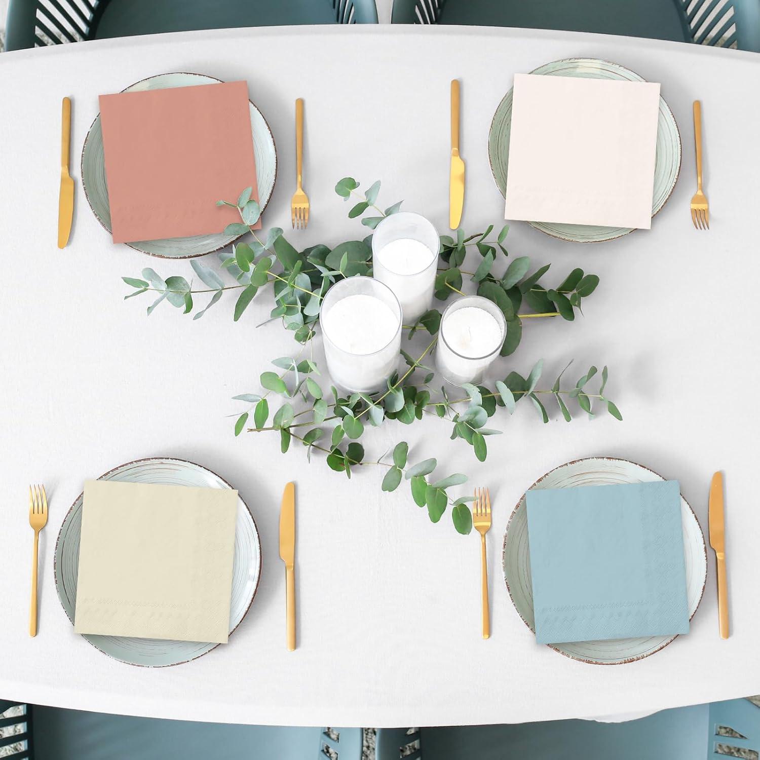 imageWhaline 120Pcs Fall Cocktail Napkins 6 Autumn Color Disposable Napkins Multicolor Paper Beverage Napkins for Fall Harvest Thanksgiving Party SuppliesNeutral Color