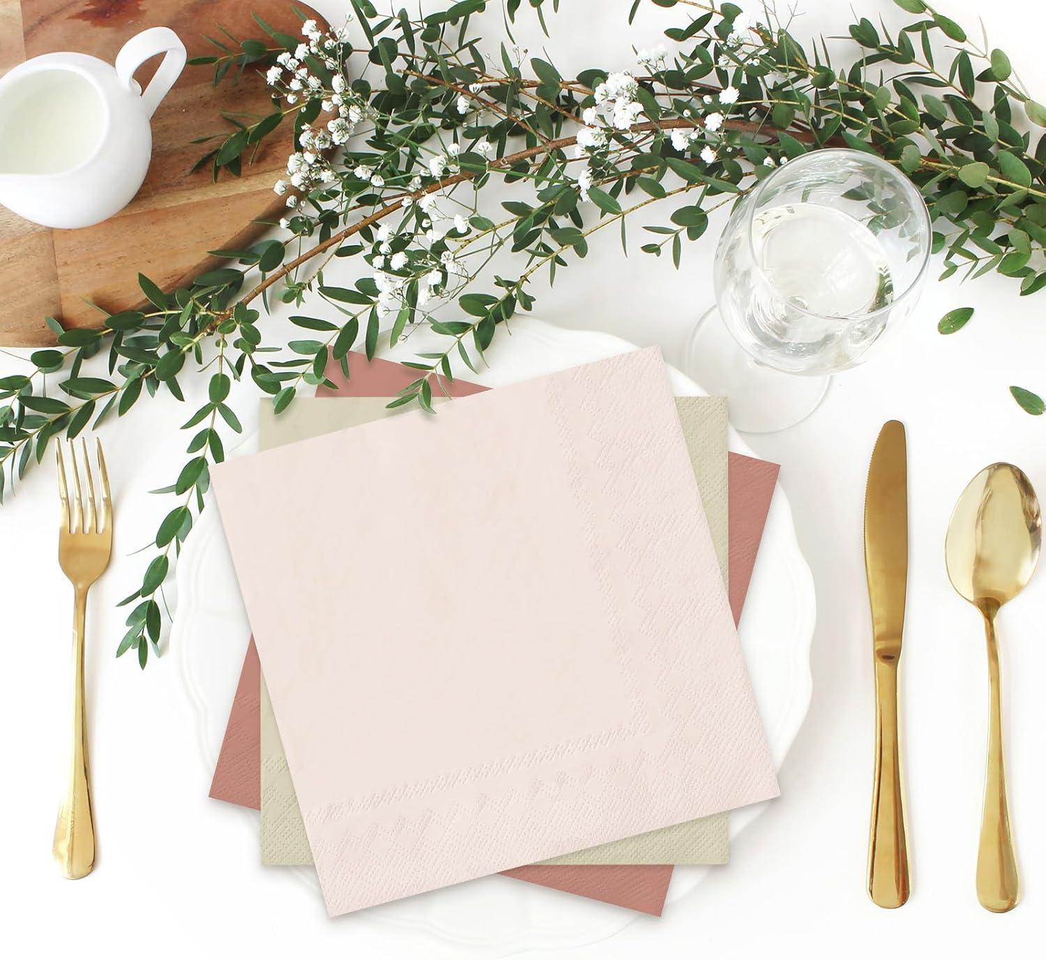 imageWhaline 120Pcs Fall Cocktail Napkins 6 Autumn Color Disposable Napkins Multicolor Paper Beverage Napkins for Fall Harvest Thanksgiving Party SuppliesNeutral Color