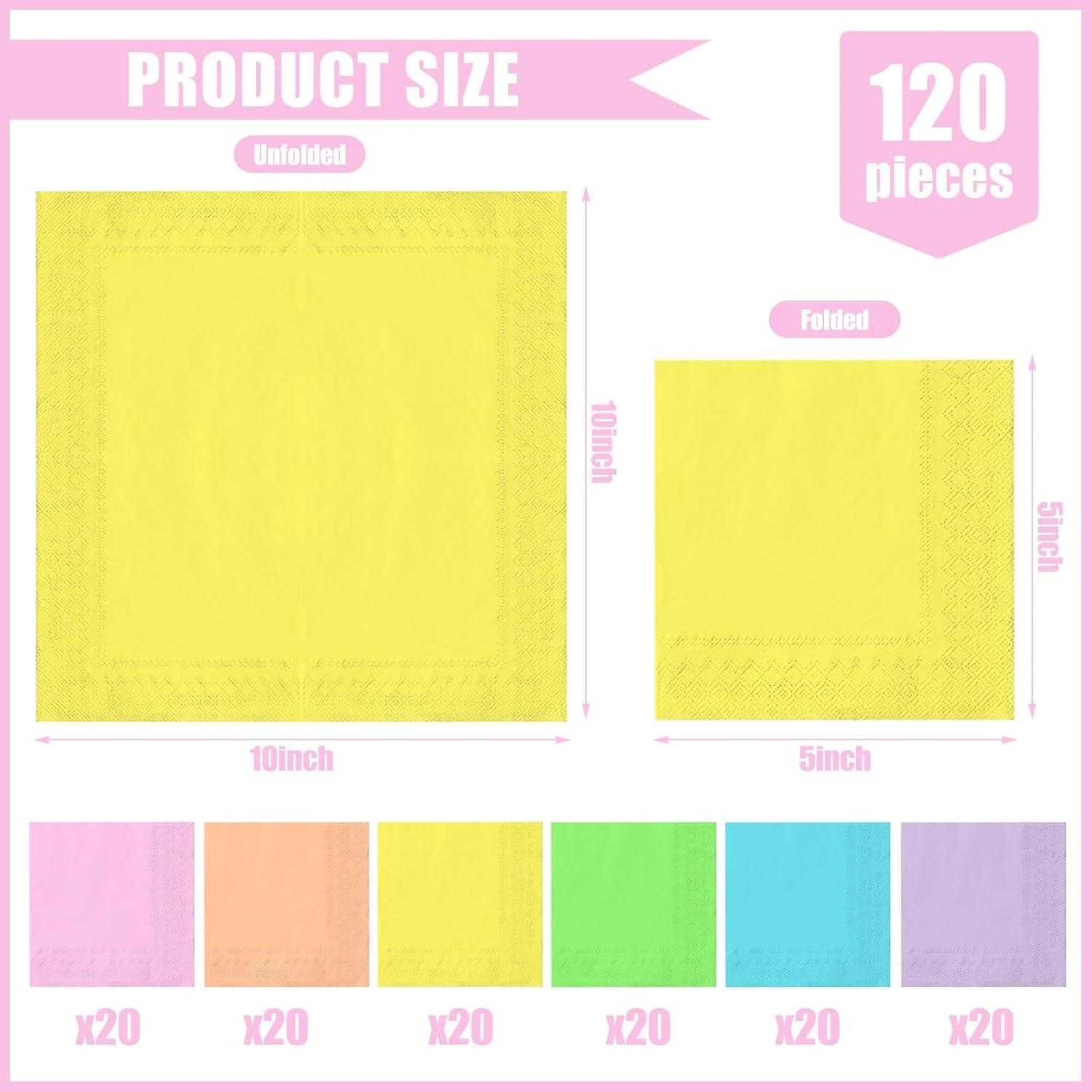 imageWhaline 120Pcs Fall Cocktail Napkins 6 Autumn Color Disposable Napkins Multicolor Paper Beverage Napkins for Fall Harvest Thanksgiving Party SuppliesPastel Rainbow