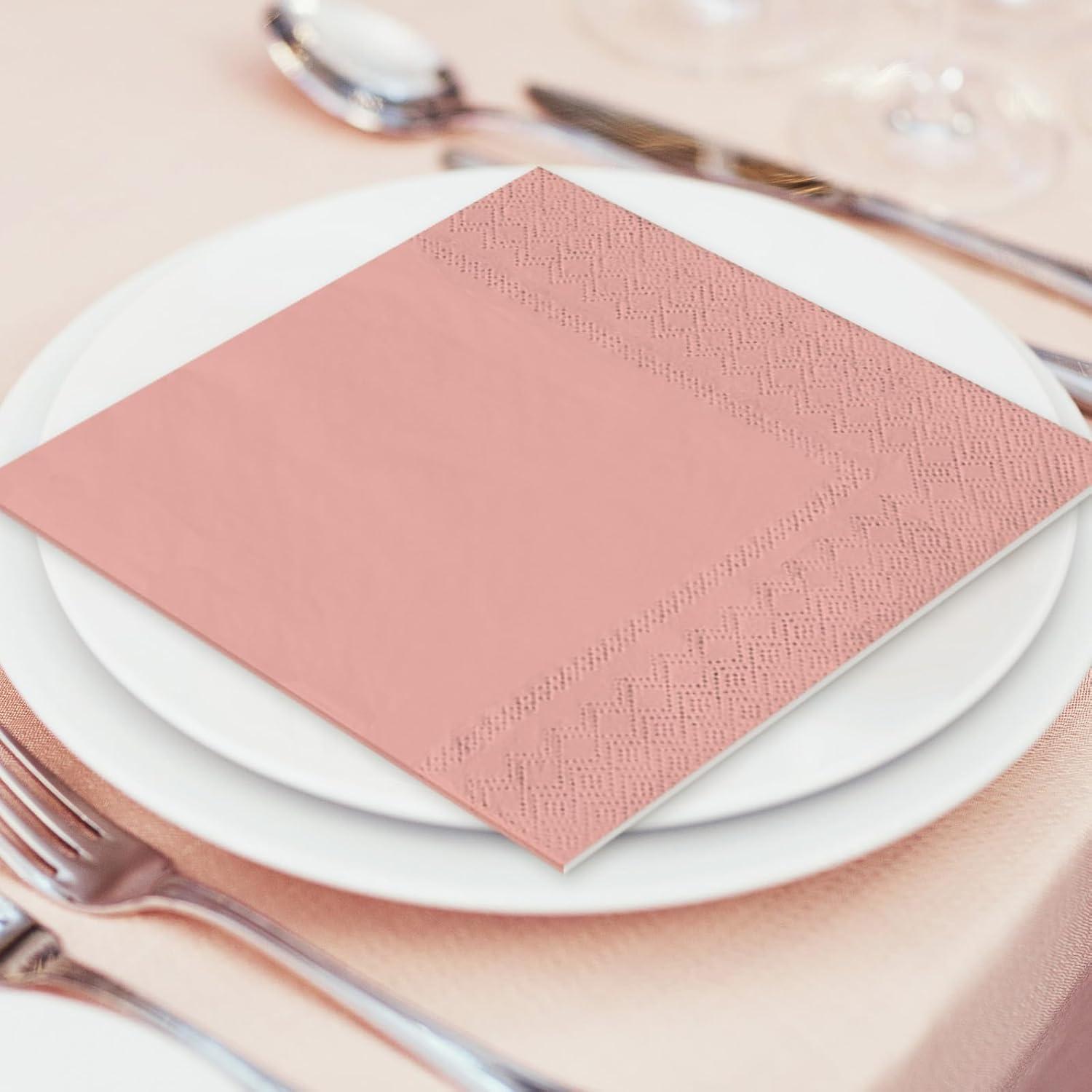 imageWhaline 120Pcs Fall Cocktail Napkins 6 Autumn Color Disposable Napkins Multicolor Paper Beverage Napkins for Fall Harvest Thanksgiving Party SuppliesPink Nude