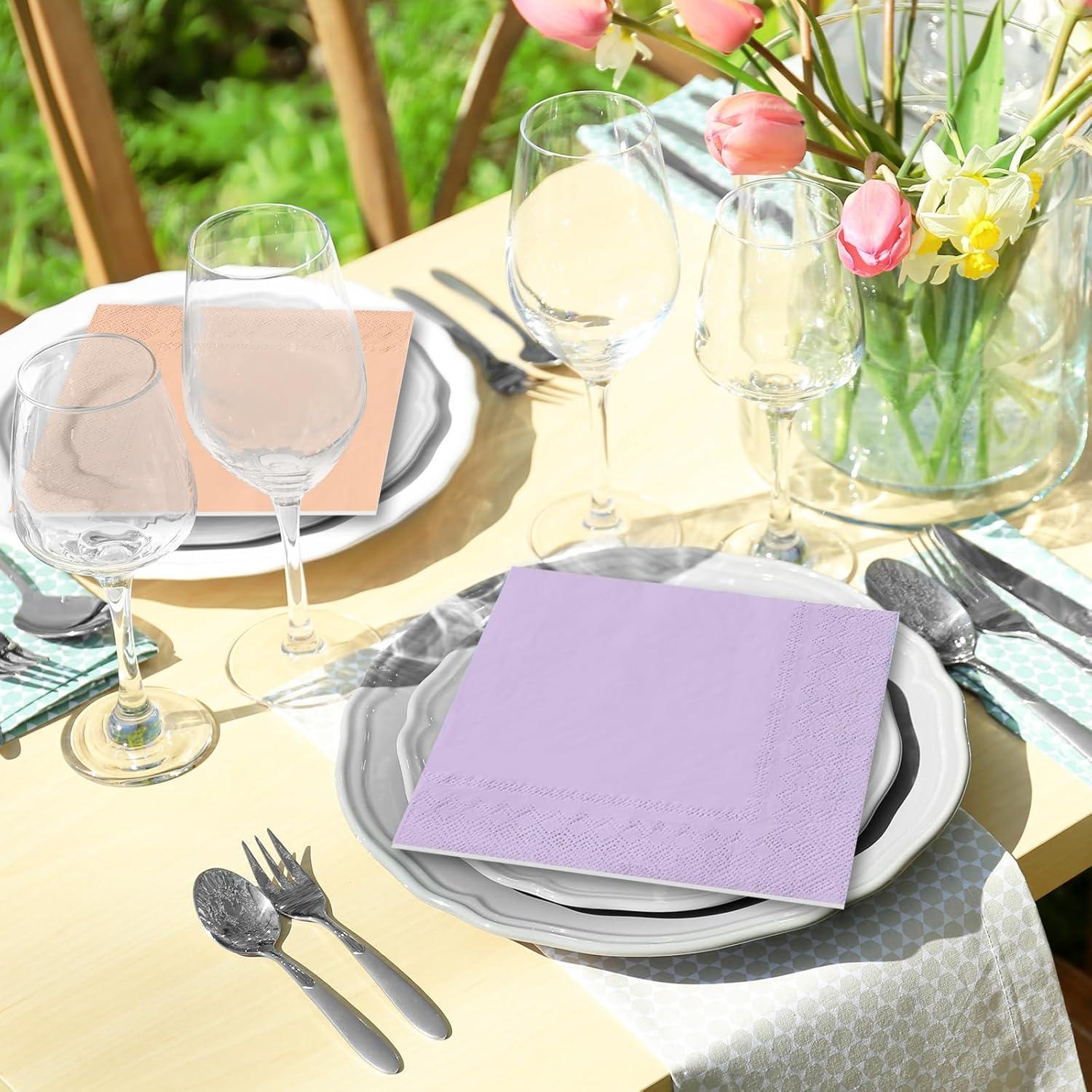 imageWhaline 120Pcs Fall Cocktail Napkins 6 Autumn Color Disposable Napkins Multicolor Paper Beverage Napkins for Fall Harvest Thanksgiving Party SuppliesPastel Rainbow