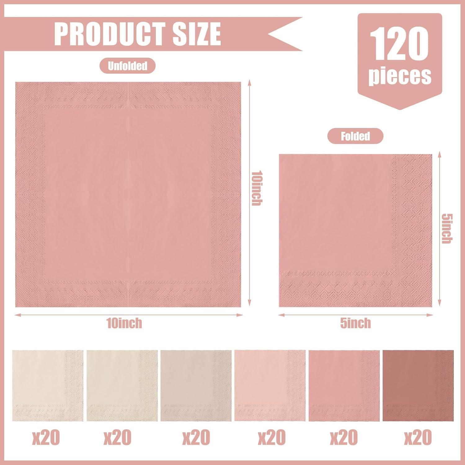 imageWhaline 120Pcs Fall Cocktail Napkins 6 Autumn Color Disposable Napkins Multicolor Paper Beverage Napkins for Fall Harvest Thanksgiving Party SuppliesPink Nude