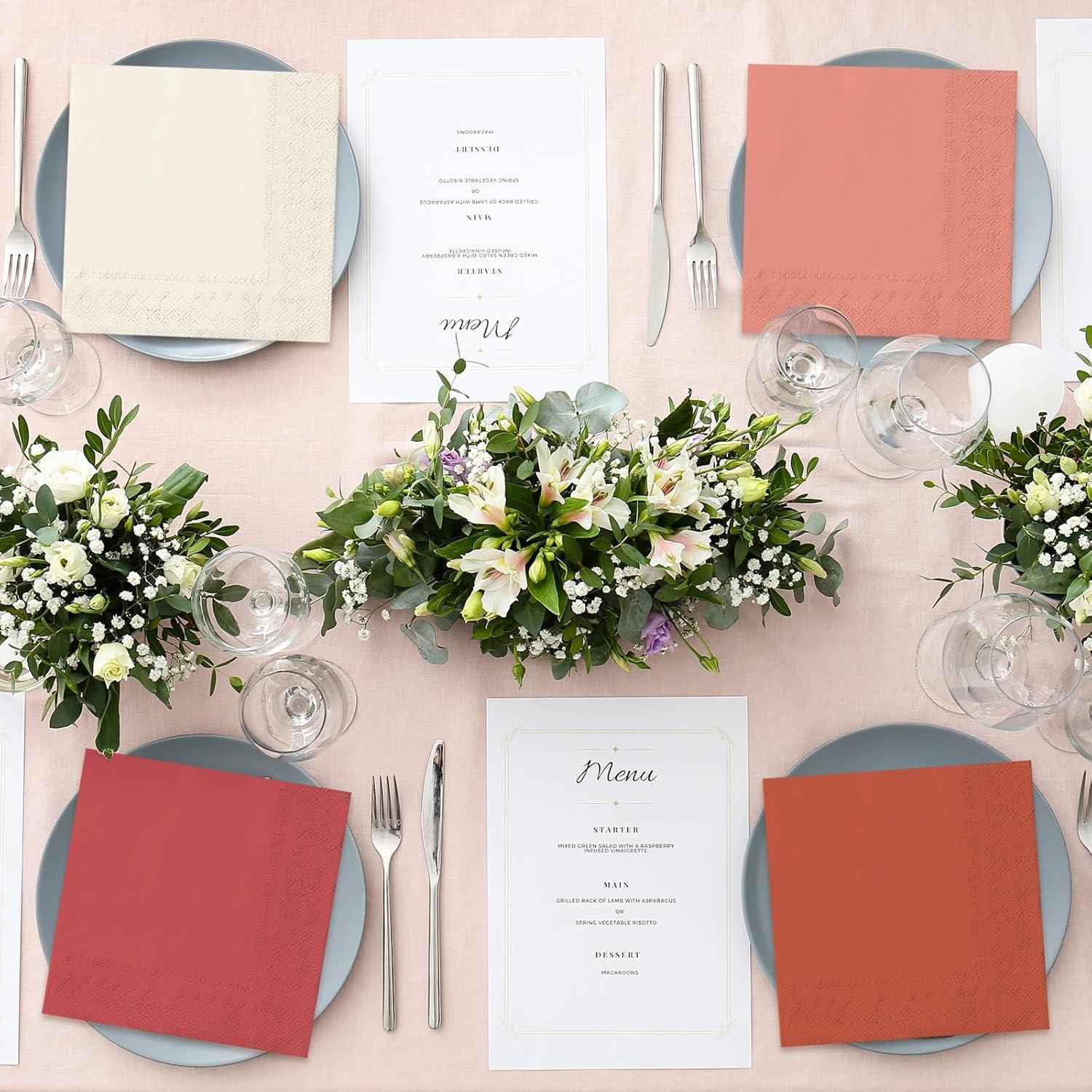 imageWhaline 120Pcs Fall Cocktail Napkins 6 Autumn Color Disposable Napkins Multicolor Paper Beverage Napkins for Fall Harvest Thanksgiving Party SuppliesRust Color