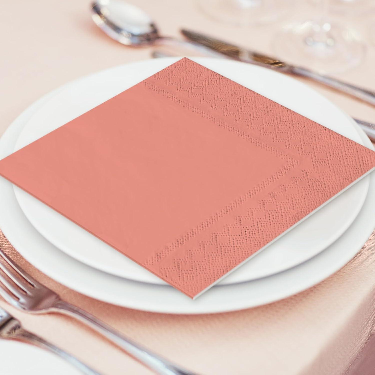 imageWhaline 120Pcs Fall Cocktail Napkins 6 Autumn Color Disposable Napkins Multicolor Paper Beverage Napkins for Fall Harvest Thanksgiving Party SuppliesRust Color