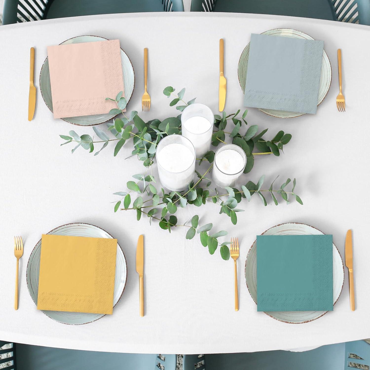 imageWhaline 120Pcs Fall Cocktail Napkins 6 Autumn Color Disposable Napkins Multicolor Paper Beverage Napkins for Fall Harvest Thanksgiving Party SuppliesWarm Boho