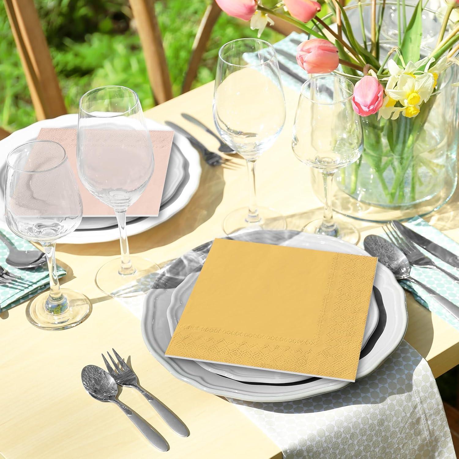 imageWhaline 120Pcs Fall Cocktail Napkins 6 Autumn Color Disposable Napkins Multicolor Paper Beverage Napkins for Fall Harvest Thanksgiving Party SuppliesWarm Boho