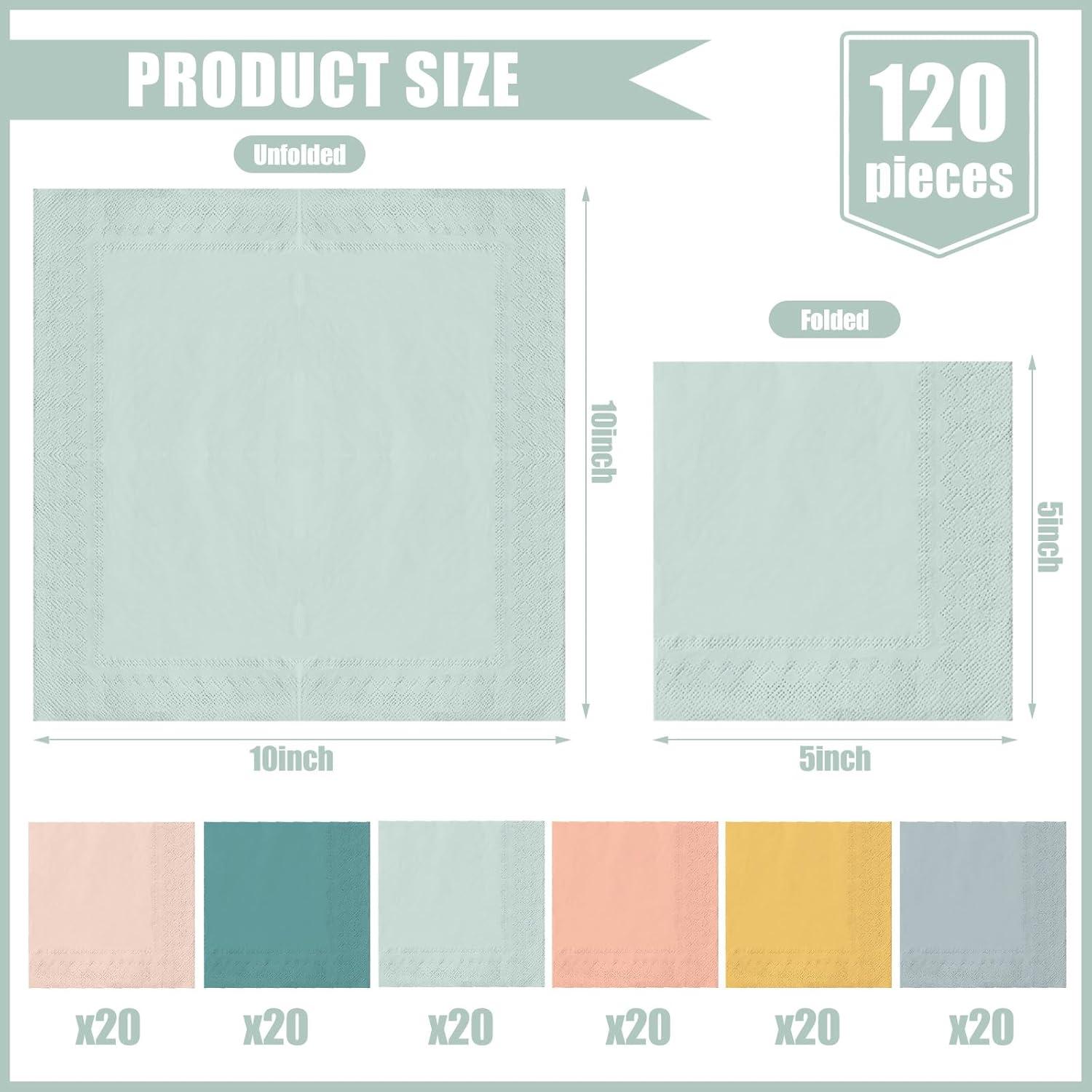 imageWhaline 120Pcs Fall Cocktail Napkins 6 Autumn Color Disposable Napkins Multicolor Paper Beverage Napkins for Fall Harvest Thanksgiving Party SuppliesWarm Boho