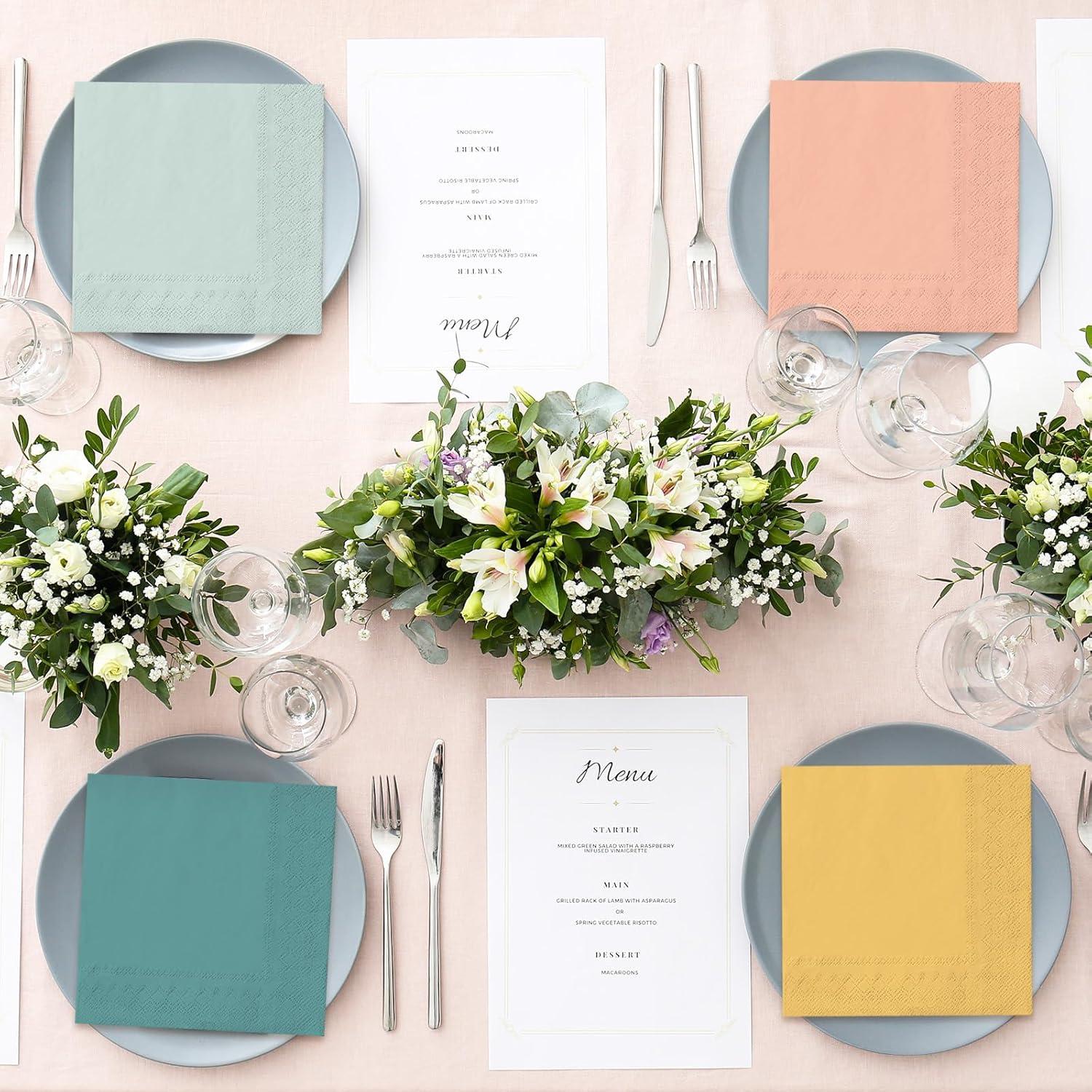 imageWhaline 120Pcs Fall Cocktail Napkins 6 Autumn Color Disposable Napkins Multicolor Paper Beverage Napkins for Fall Harvest Thanksgiving Party SuppliesWarm Boho