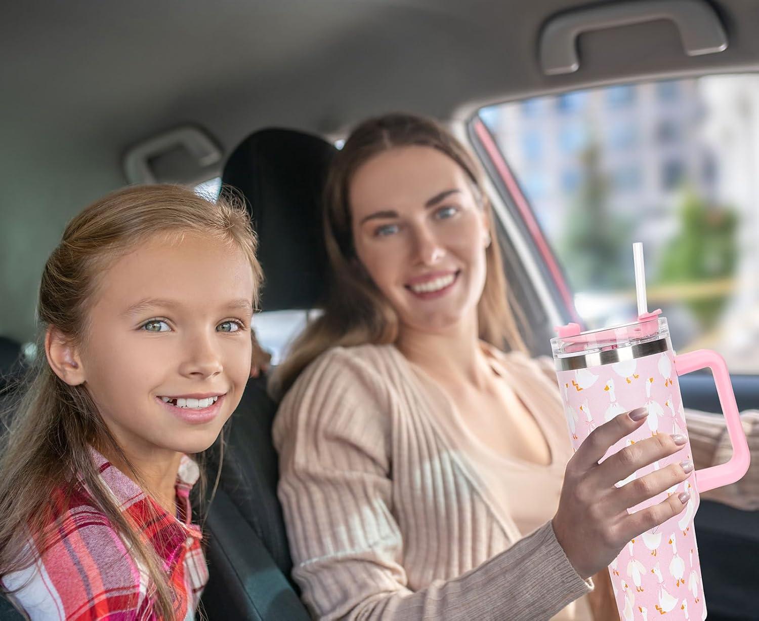 imageWhaline 40oz Halloween Skull Tumbler with Straw and Lid Spooky Skull Flower Travel Coffee Tumbler Cup with Handle for Trick or Treat Birthday Party Giftssilly goose