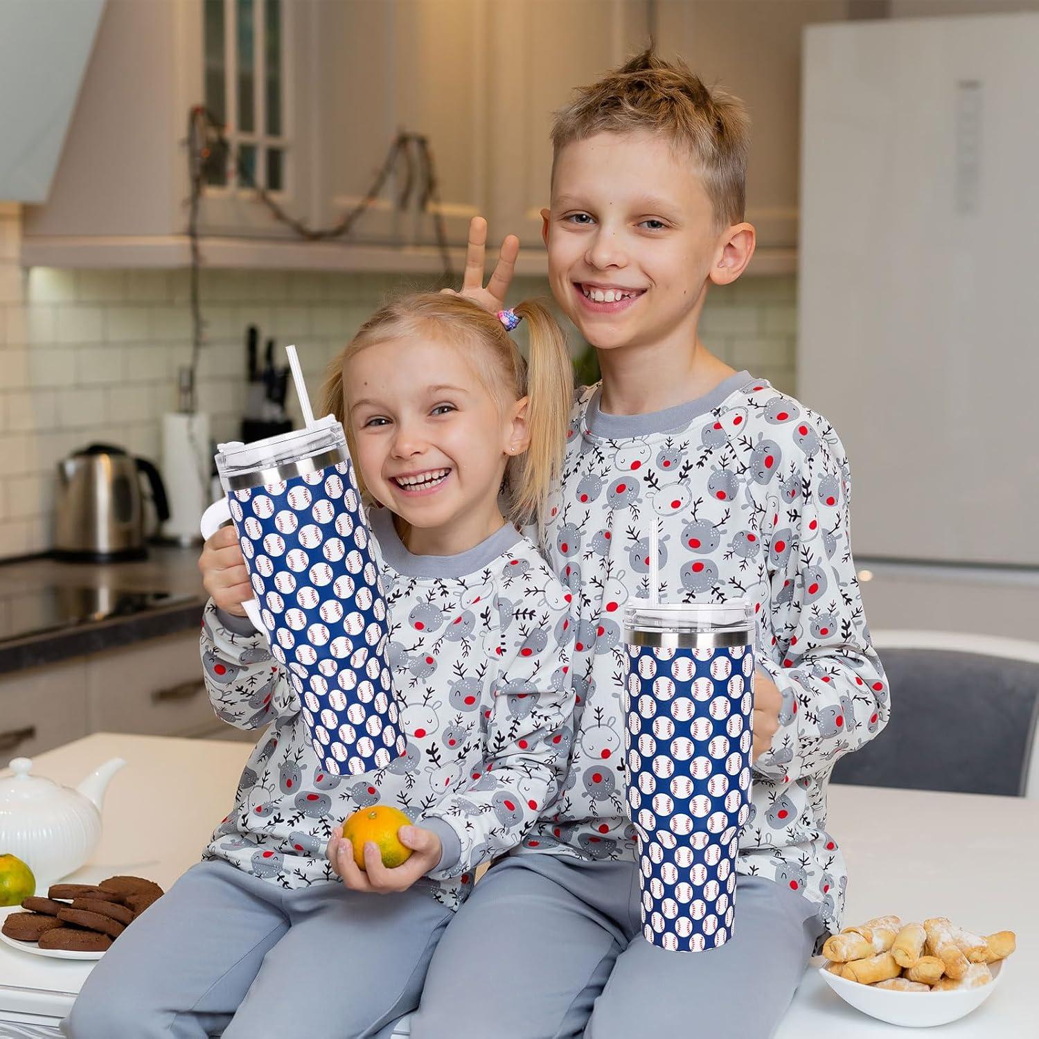 imageWhaline 40oz Halloween Skull Tumbler with Straw and Lid Spooky Skull Flower Travel Coffee Tumbler Cup with Handle for Trick or Treat Birthday Party Giftsbaseball