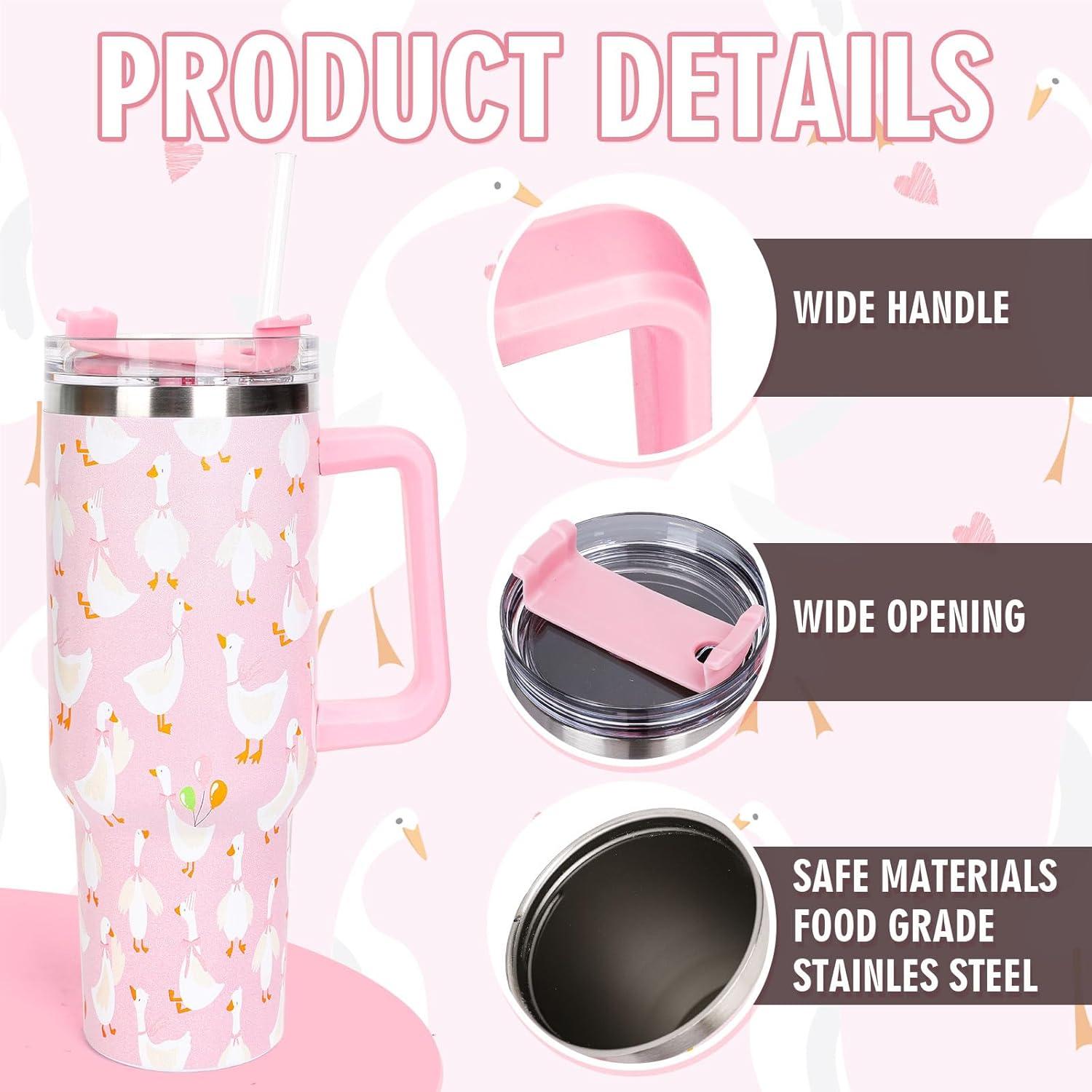 imageWhaline 40oz Halloween Skull Tumbler with Straw and Lid Spooky Skull Flower Travel Coffee Tumbler Cup with Handle for Trick or Treat Birthday Party Giftssilly goose