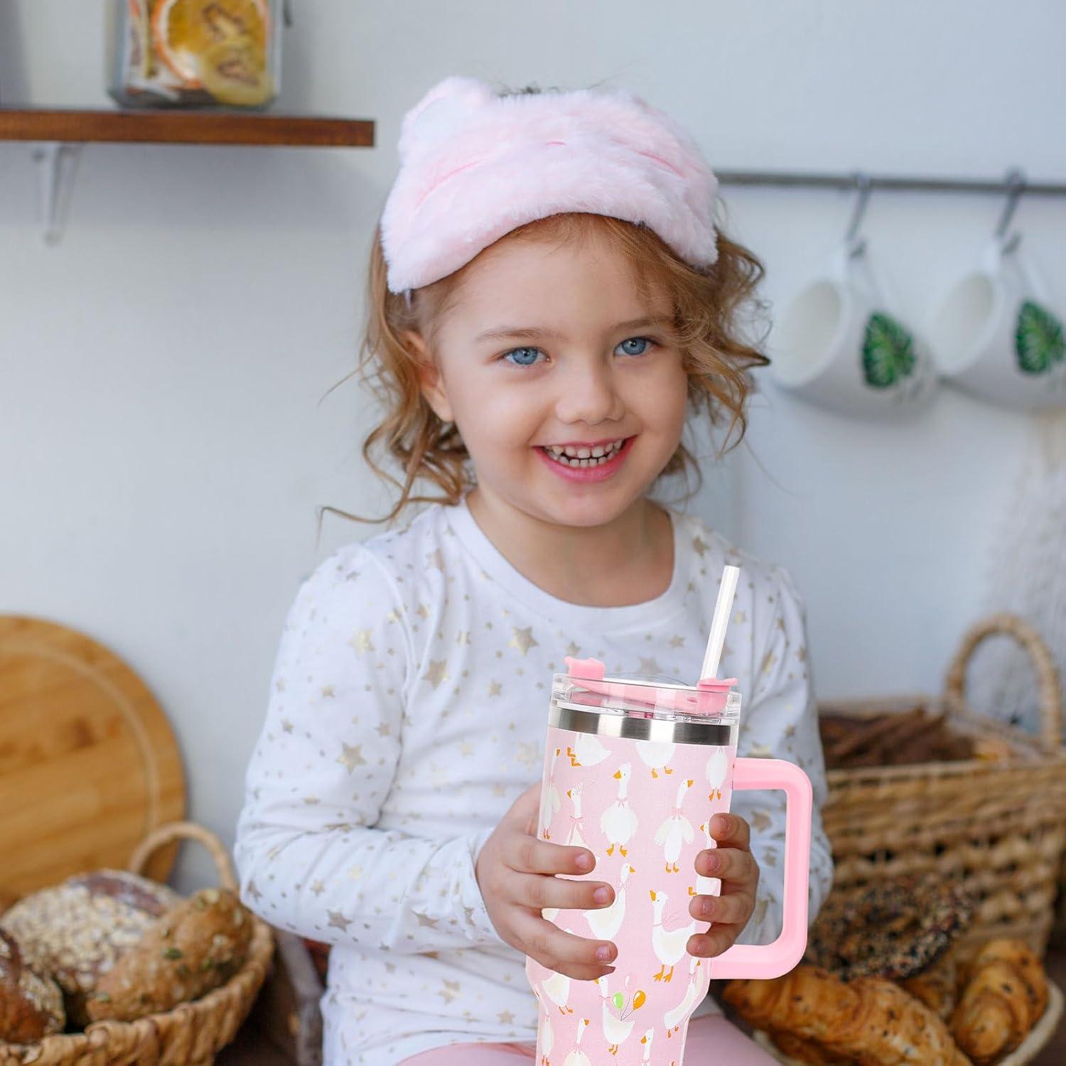 imageWhaline 40oz Halloween Skull Tumbler with Straw and Lid Spooky Skull Flower Travel Coffee Tumbler Cup with Handle for Trick or Treat Birthday Party Giftssilly goose