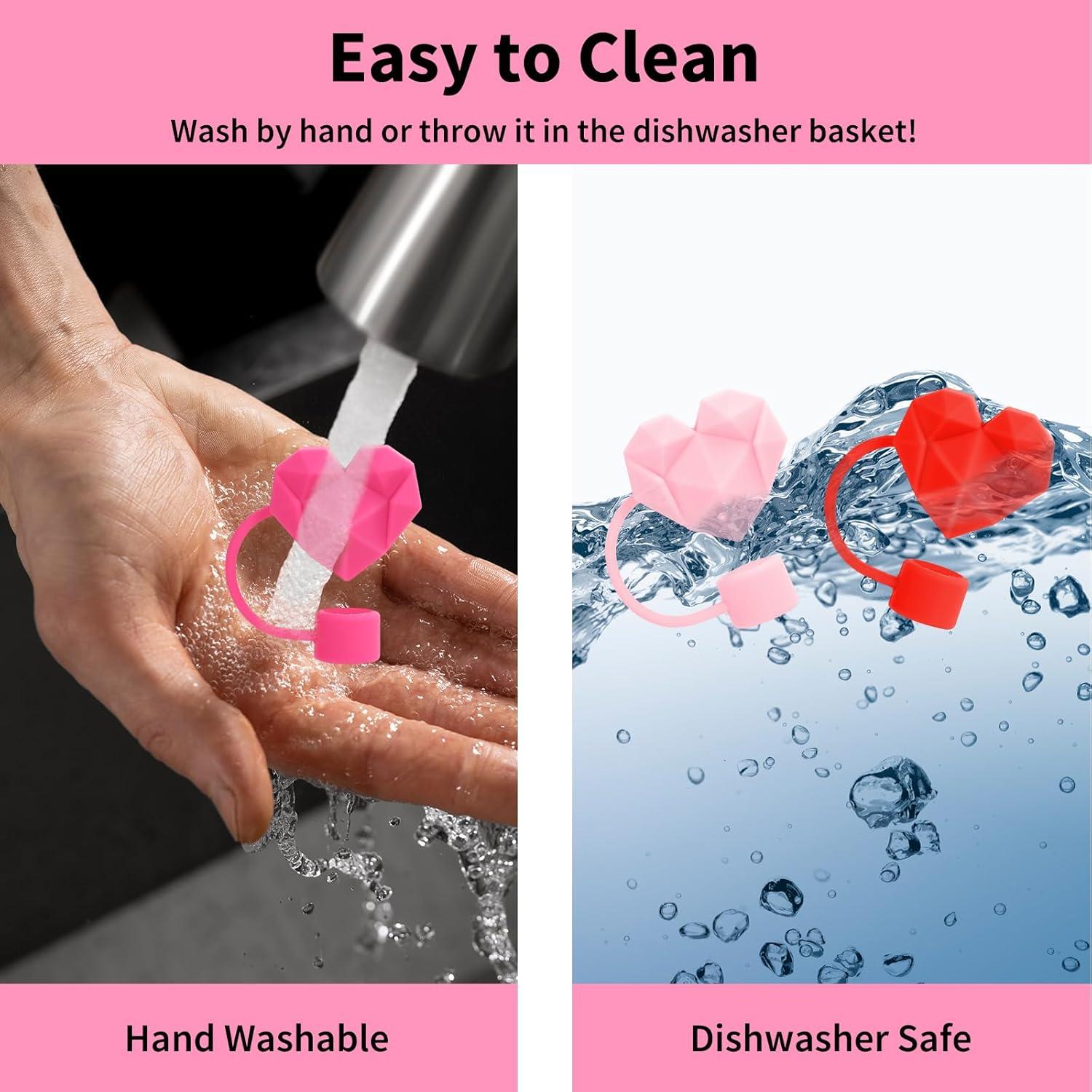 imageWhaline 4Pcs Fall Maple Leaf Straw Cover Cap Pink Orange Reusable Silicone Straw Topper 10 Mm04 Inch Straws Tip Lid Protector for Autumn Thanksgiving Party Favors SuppliesDiamond Love Heart