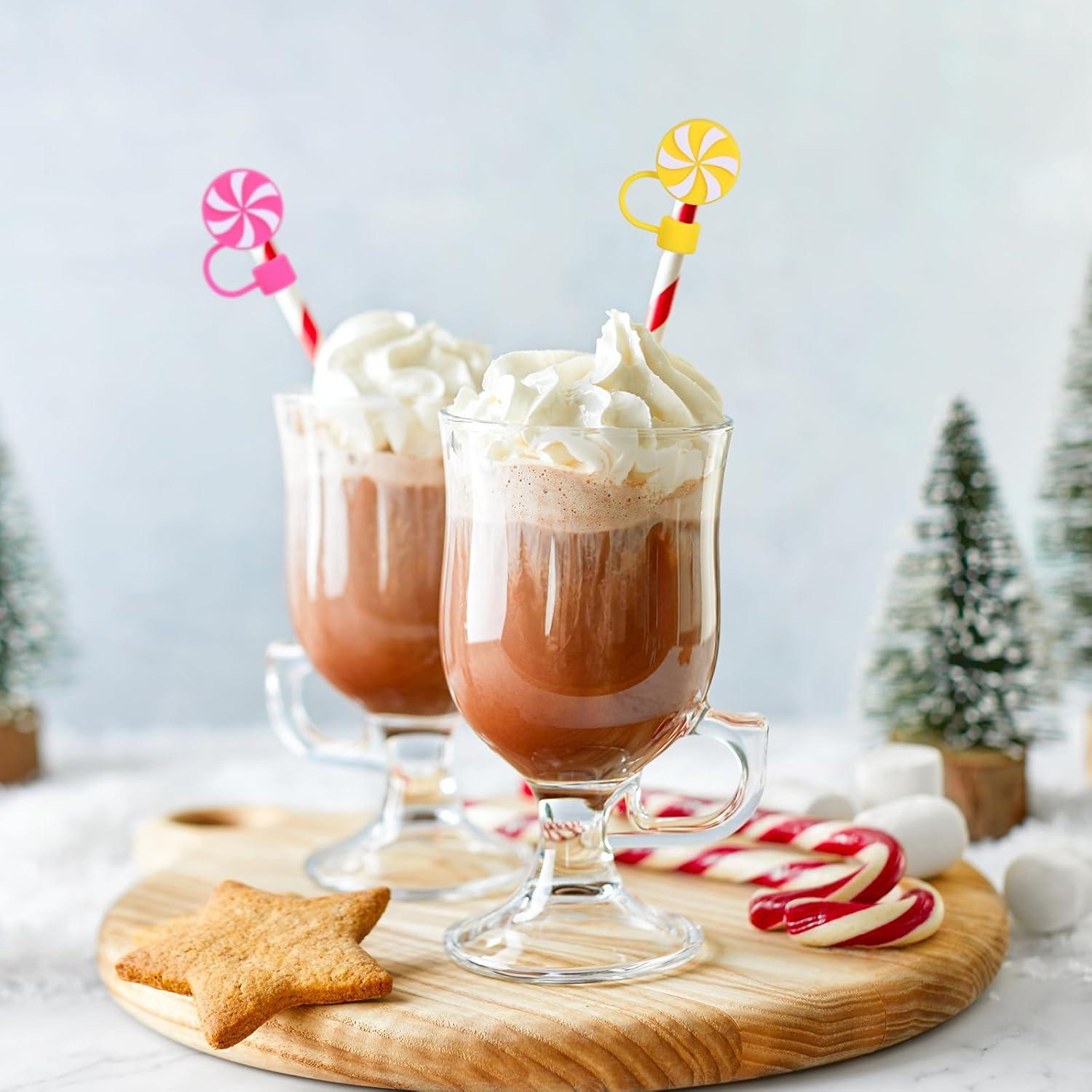 imageWhaline 4Pcs Fall Maple Leaf Straw Cover Cap Pink Orange Reusable Silicone Straw Topper 10 Mm04 Inch Straws Tip Lid Protector for Autumn Thanksgiving Party Favors SuppliesPeppermint Candy