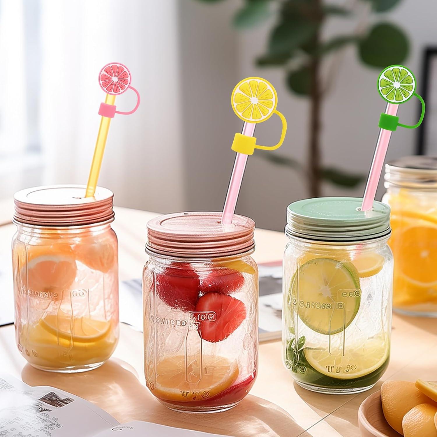 imageWhaline 4Pcs Fall Maple Leaf Straw Cover Cap Pink Orange Reusable Silicone Straw Topper 10 Mm04 Inch Straws Tip Lid Protector for Autumn Thanksgiving Party Favors SuppliesLemon