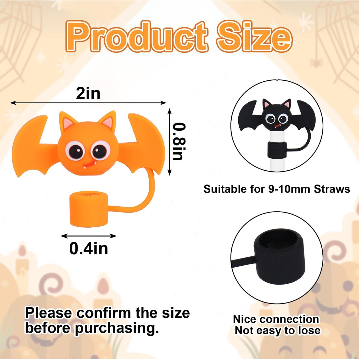 imageWhaline 4Pcs Fall Maple Leaf Straw Cover Cap Pink Orange Reusable Silicone Straw Topper 10 Mm04 Inch Straws Tip Lid Protector for Autumn Thanksgiving Party Favors SuppliesBat