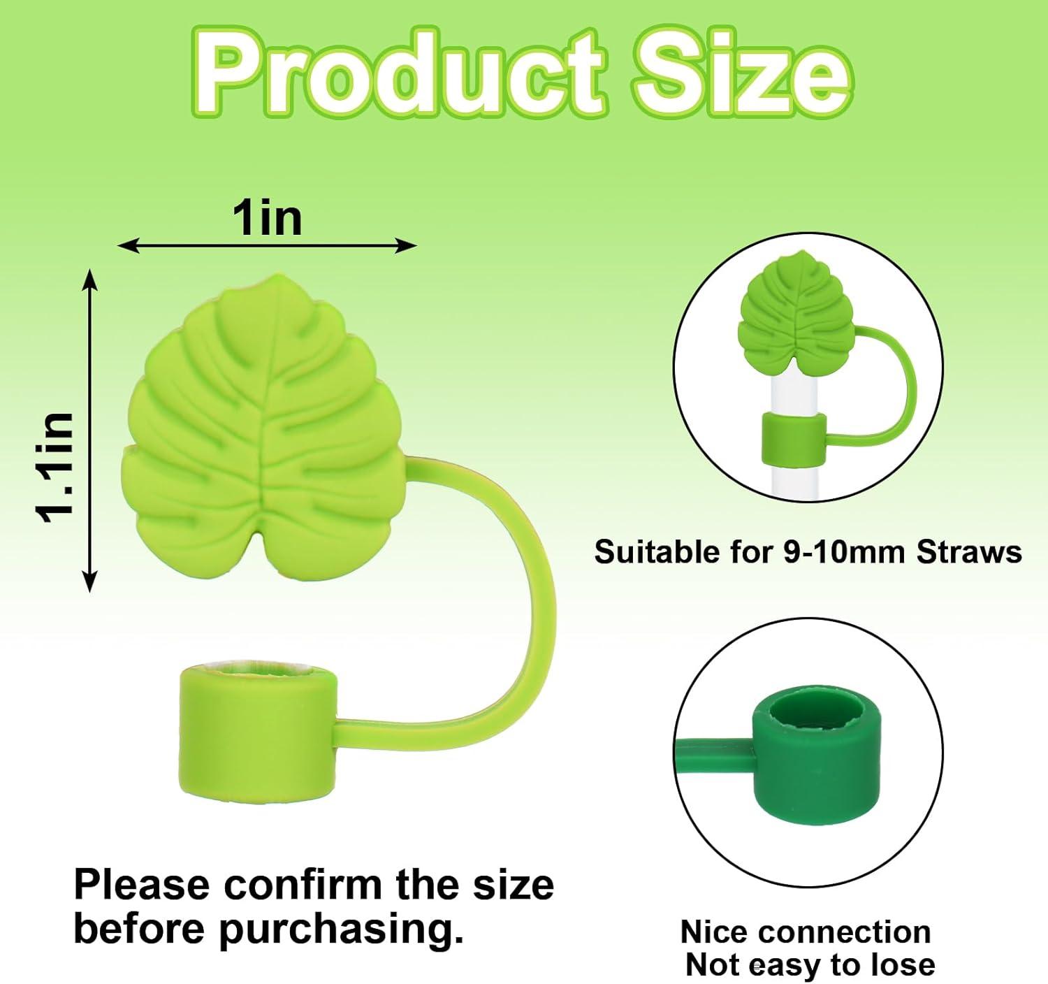 imageWhaline 4Pcs Fall Maple Leaf Straw Cover Cap Pink Orange Reusable Silicone Straw Topper 10 Mm04 Inch Straws Tip Lid Protector for Autumn Thanksgiving Party Favors SuppliesMonstera Leaf