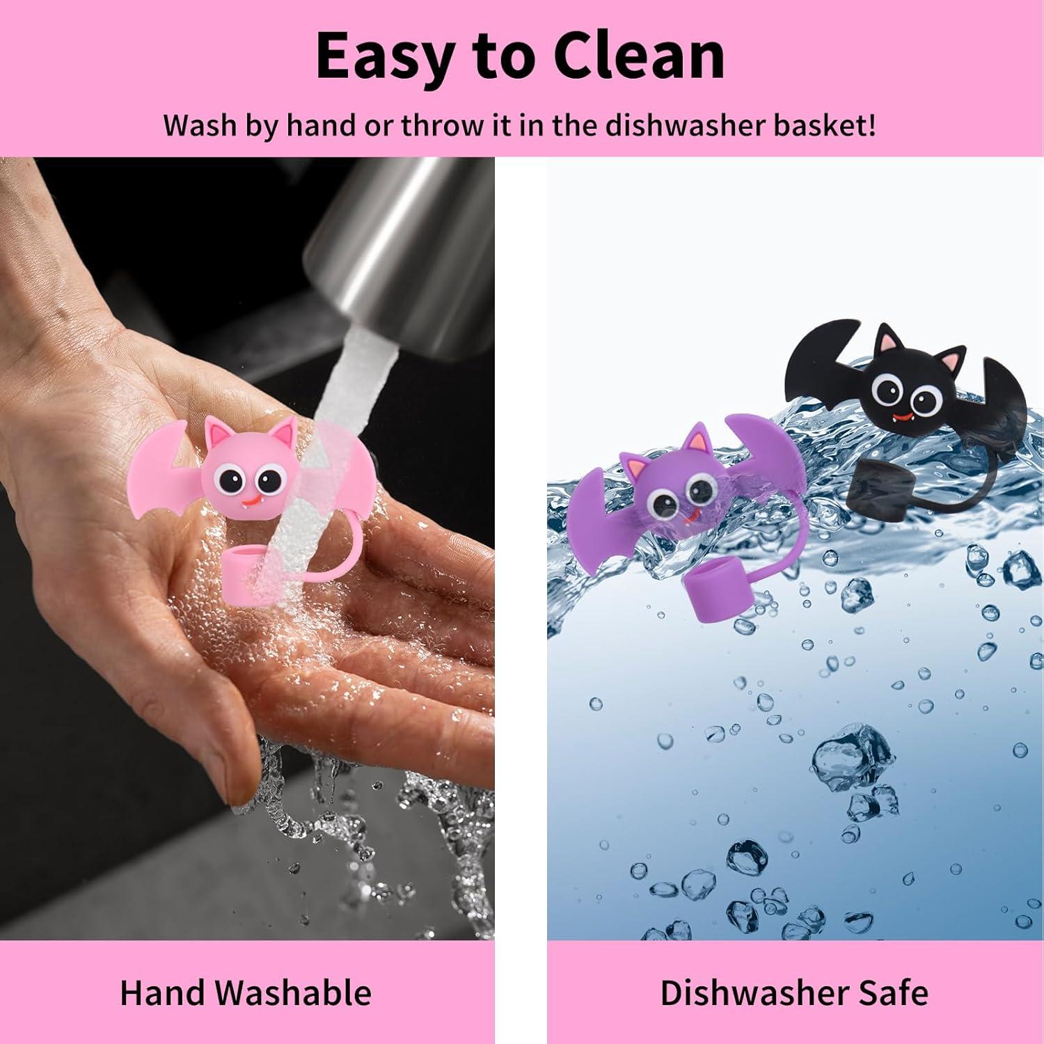 imageWhaline 4Pcs Fall Maple Leaf Straw Cover Cap Pink Orange Reusable Silicone Straw Topper 10 Mm04 Inch Straws Tip Lid Protector for Autumn Thanksgiving Party Favors SuppliesBat