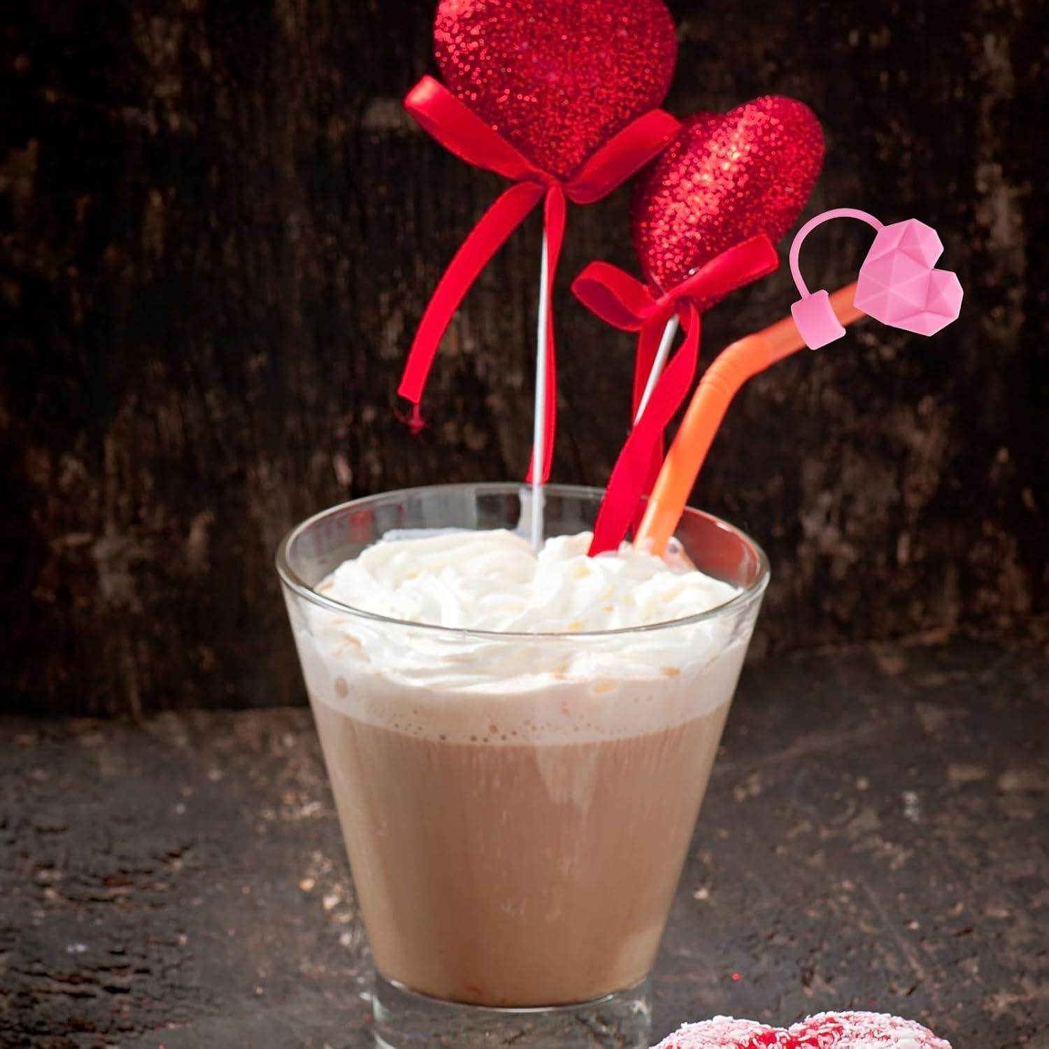 imageWhaline 4Pcs Fall Maple Leaf Straw Cover Cap Pink Orange Reusable Silicone Straw Topper 10 Mm04 Inch Straws Tip Lid Protector for Autumn Thanksgiving Party Favors SuppliesDiamond Love Heart