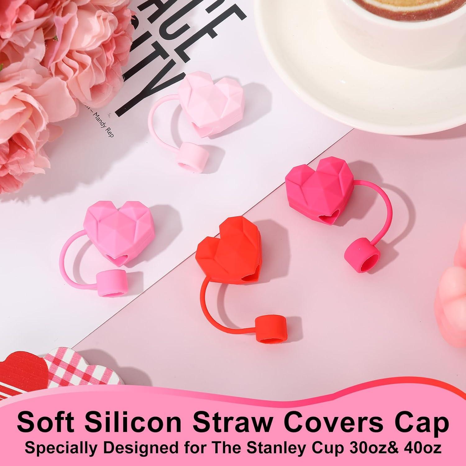 imageWhaline 4Pcs Fall Maple Leaf Straw Cover Cap Pink Orange Reusable Silicone Straw Topper 10 Mm04 Inch Straws Tip Lid Protector for Autumn Thanksgiving Party Favors SuppliesDiamond Love Heart