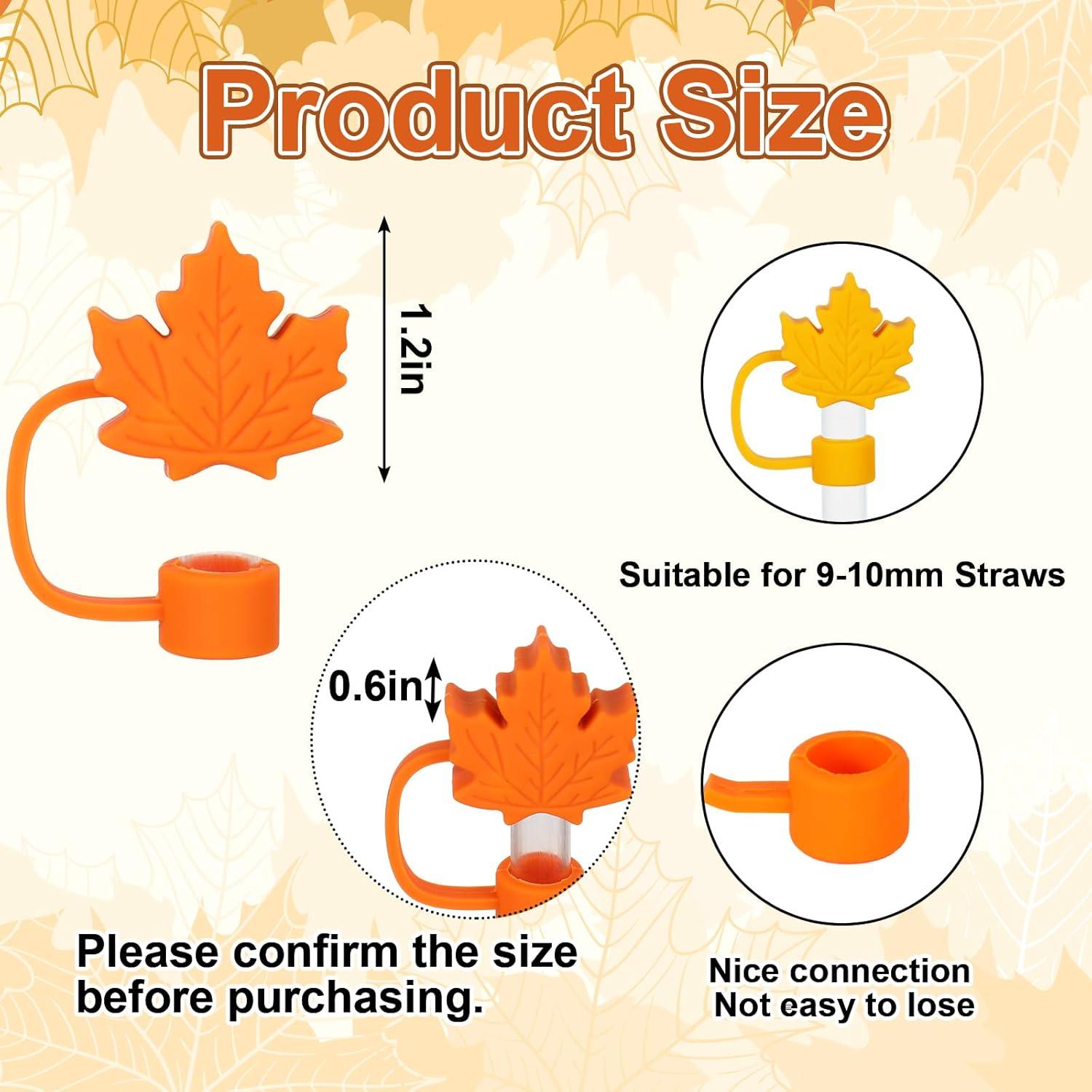 imageWhaline 4Pcs Fall Maple Leaf Straw Cover Cap Pink Orange Reusable Silicone Straw Topper 10 Mm04 Inch Straws Tip Lid Protector for Autumn Thanksgiving Party Favors SuppliesMaple Leaf