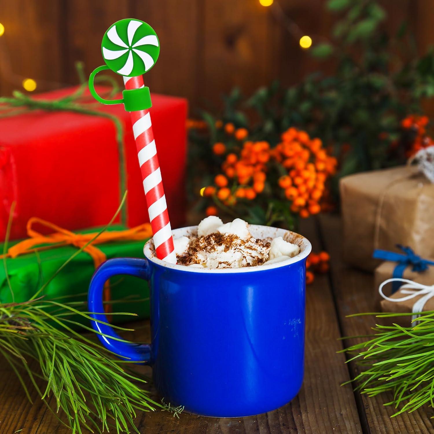 imageWhaline 4Pcs Fall Maple Leaf Straw Cover Cap Pink Orange Reusable Silicone Straw Topper 10 Mm04 Inch Straws Tip Lid Protector for Autumn Thanksgiving Party Favors SuppliesPeppermint Candy