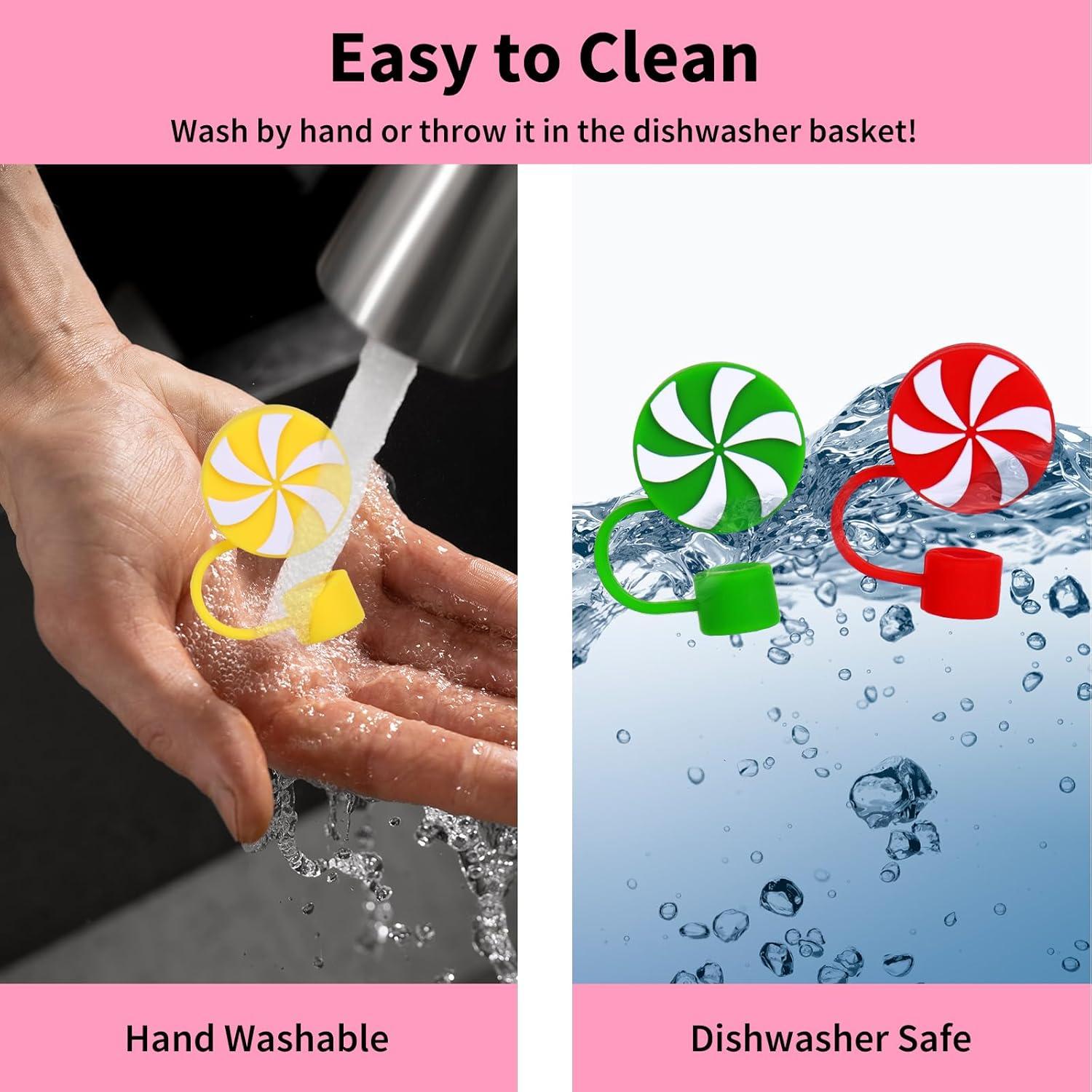 imageWhaline 4Pcs Fall Maple Leaf Straw Cover Cap Pink Orange Reusable Silicone Straw Topper 10 Mm04 Inch Straws Tip Lid Protector for Autumn Thanksgiving Party Favors SuppliesPeppermint Candy